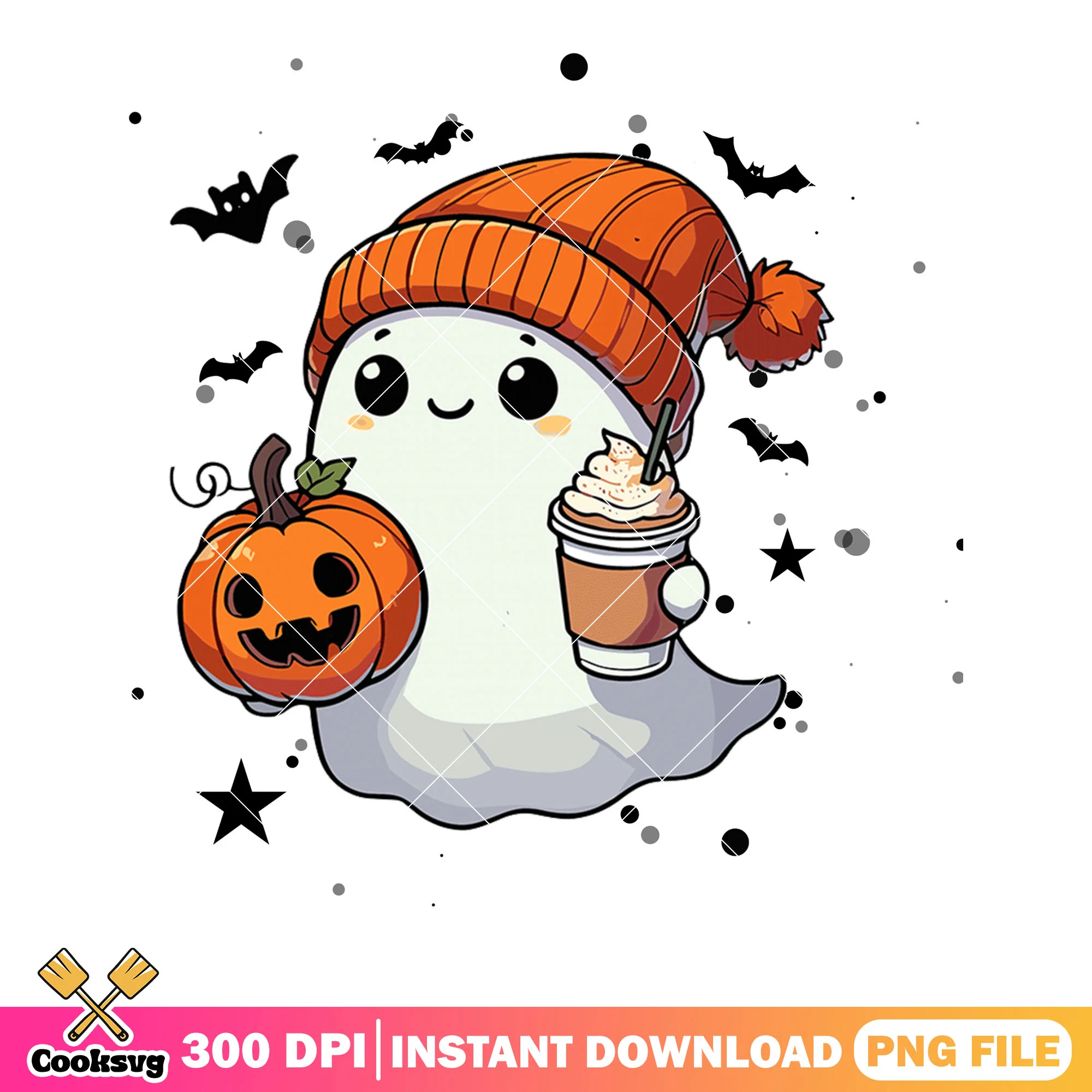 Jack o lantern ghost scary png, orange beanie png, halloween scary png