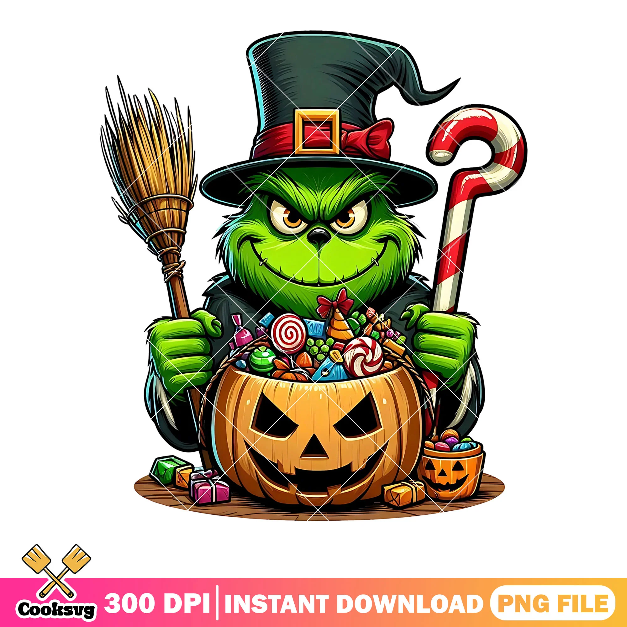 Jack o lantern witch costume png, the grinch png, cute halloween png
