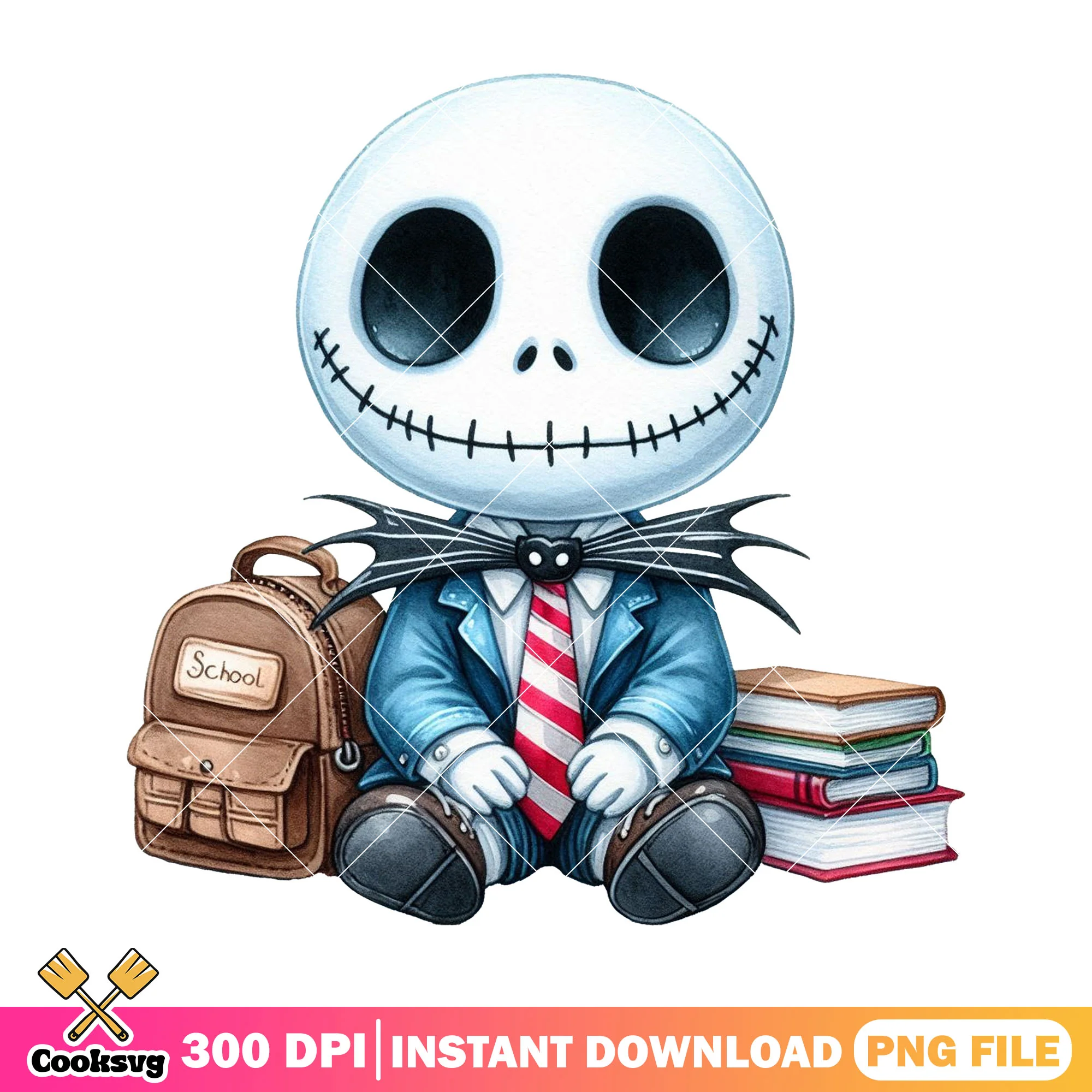 Jack skellington chibi png, back to school png, jack skellington png