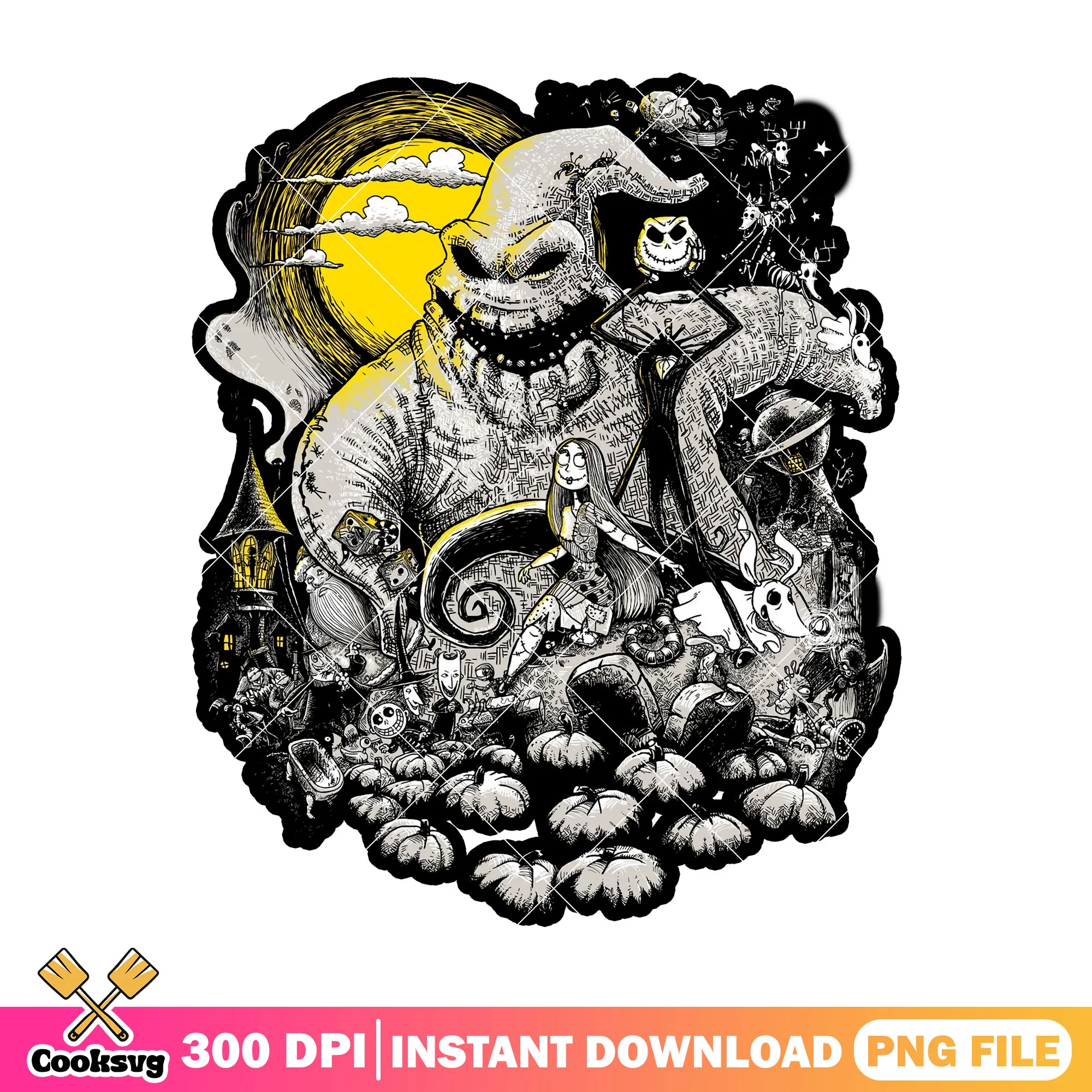 Jack with oogie boogie png, halloween happy png, cartoon horror png