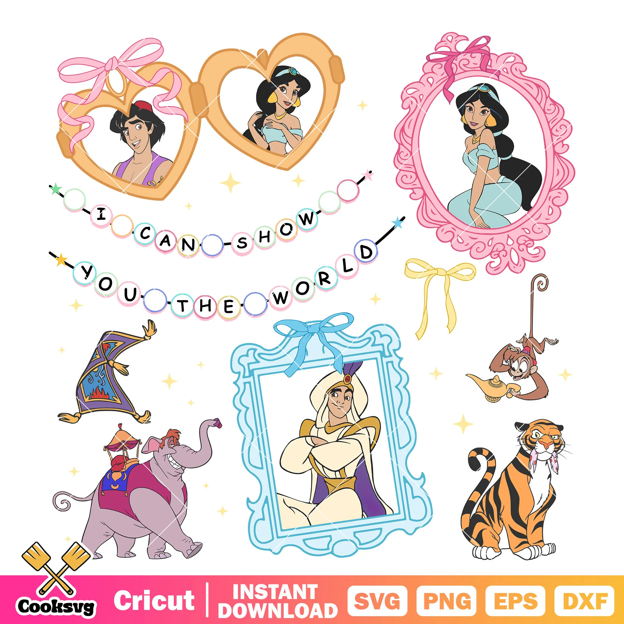 Jasmine and prince love disney mirror png, Jasmine and prince png