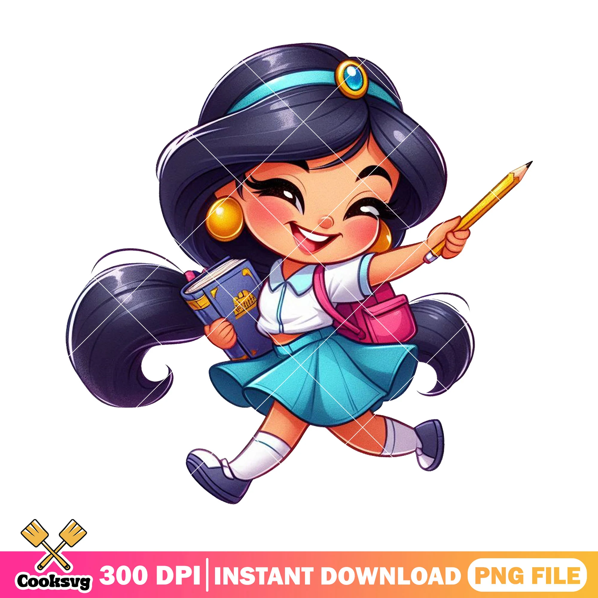 Jasmine illustration png, back to school image png, jasmine cartoon png