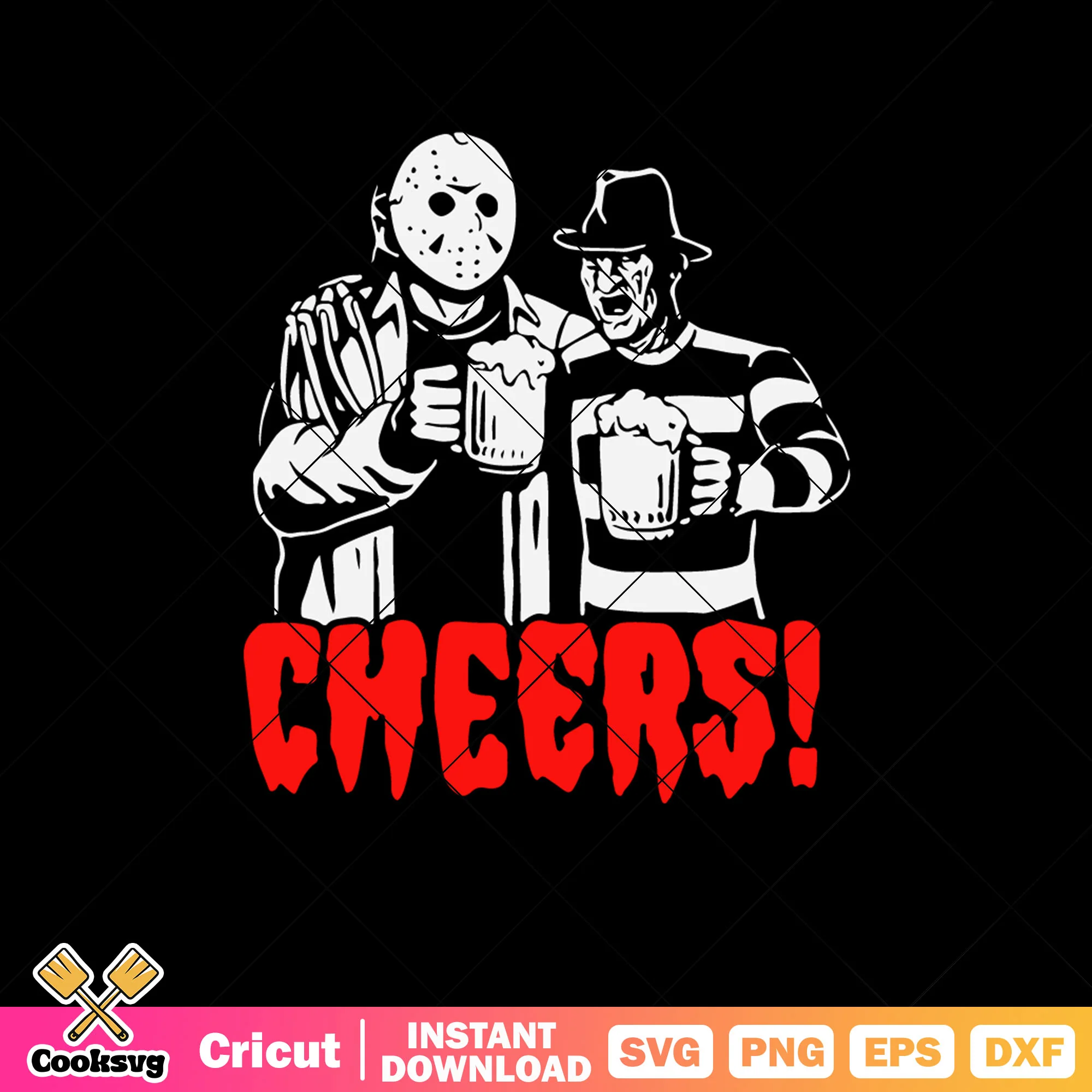 Jason and freddy krueger svg, drink a beer svg, horror characters svg