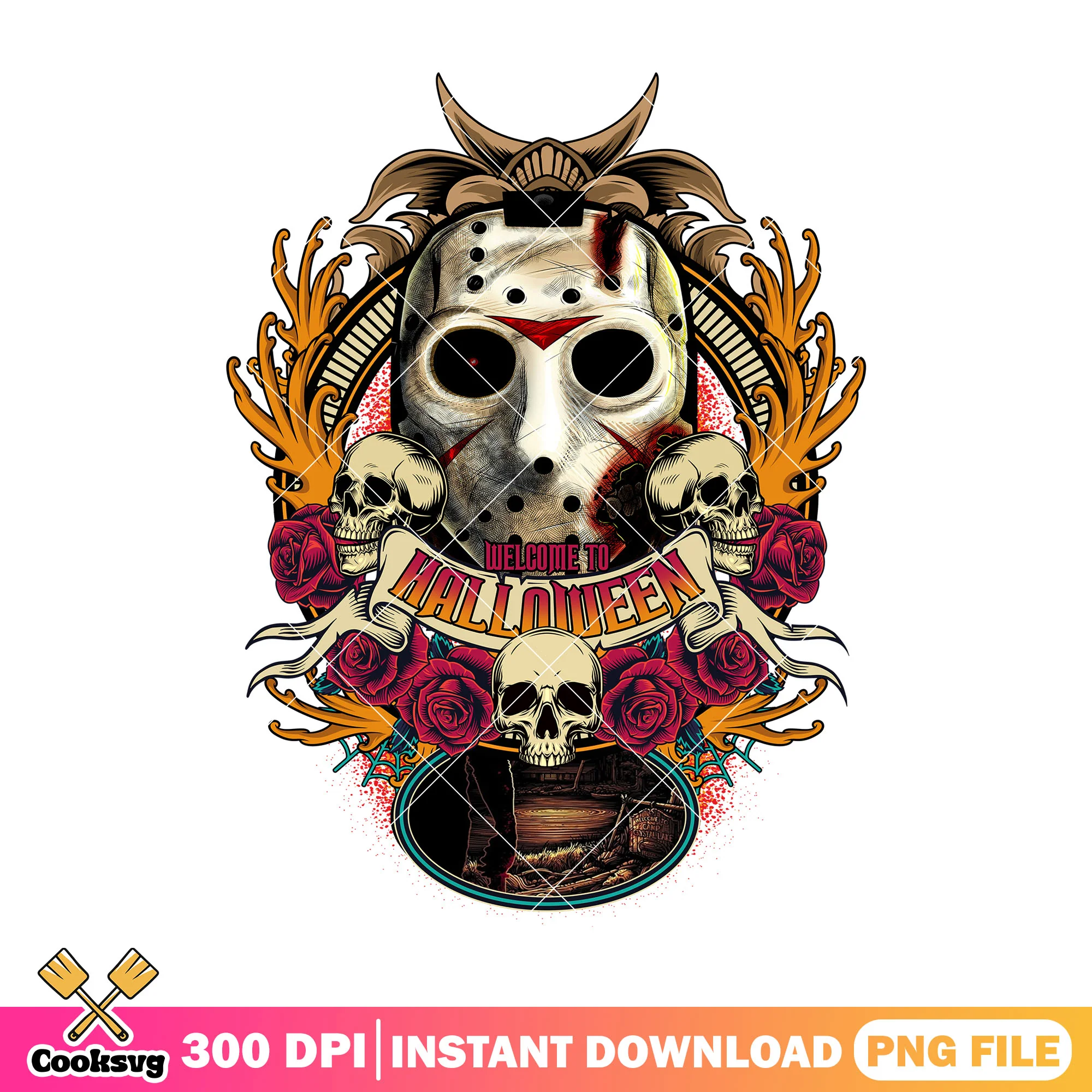 Jason design for halloween png, halloween decor png, horror movies png