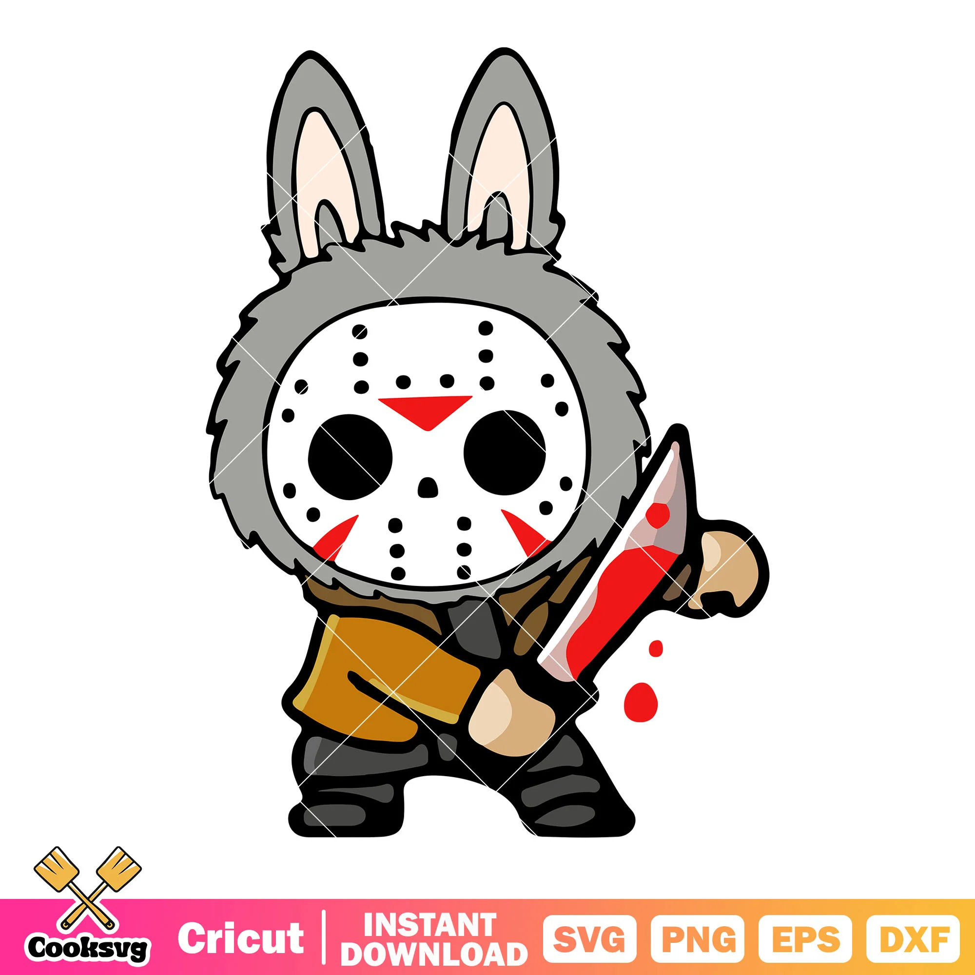 Jason labubu killer svg, labubu halloween svg, jason voorhees mask svg