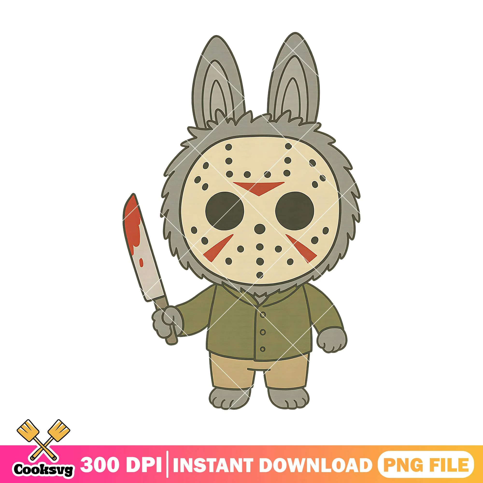 Jason outfit labubu png, jason halloween png, labubu horror png