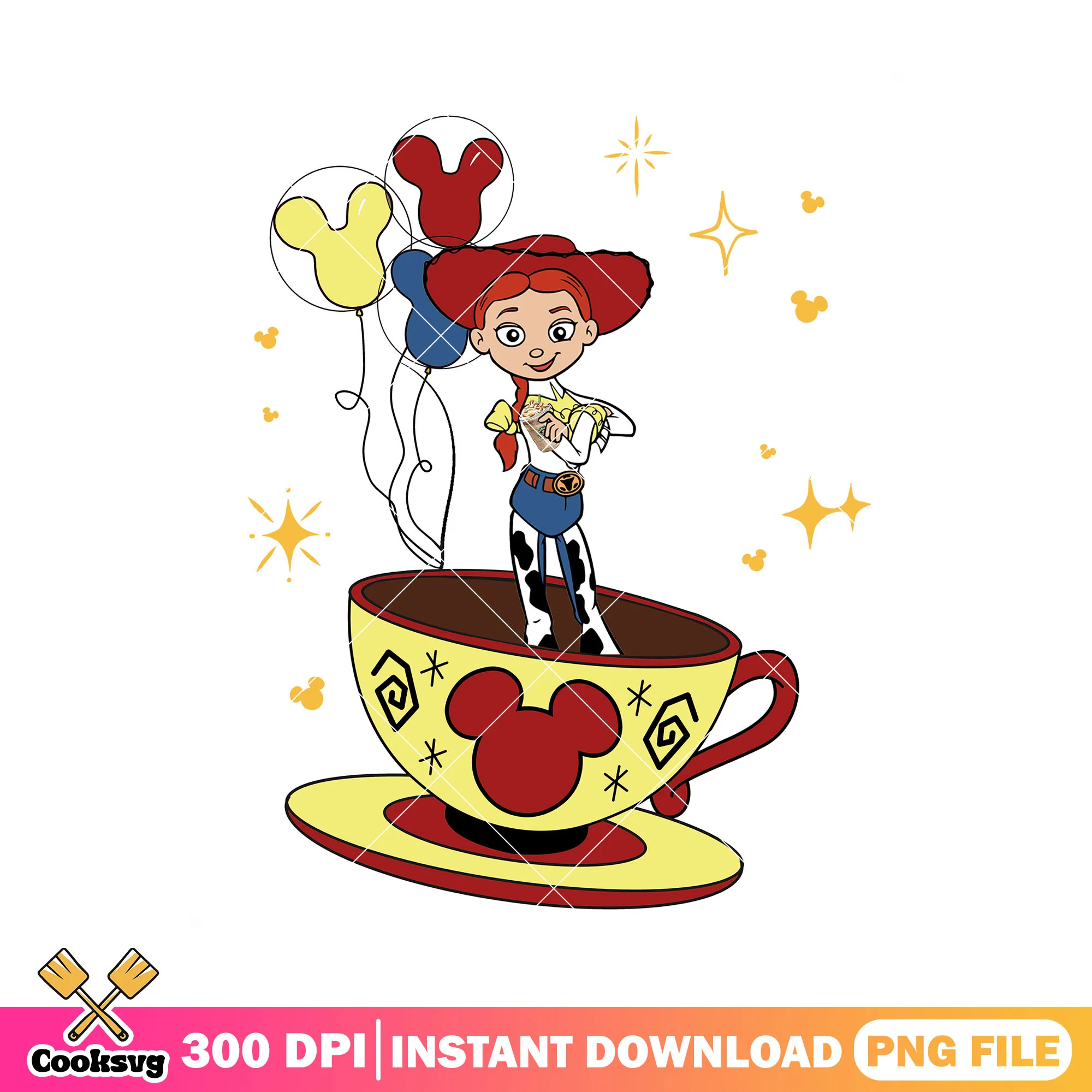 Jessie cup of tea png, jessie toy story png, disney drinks png