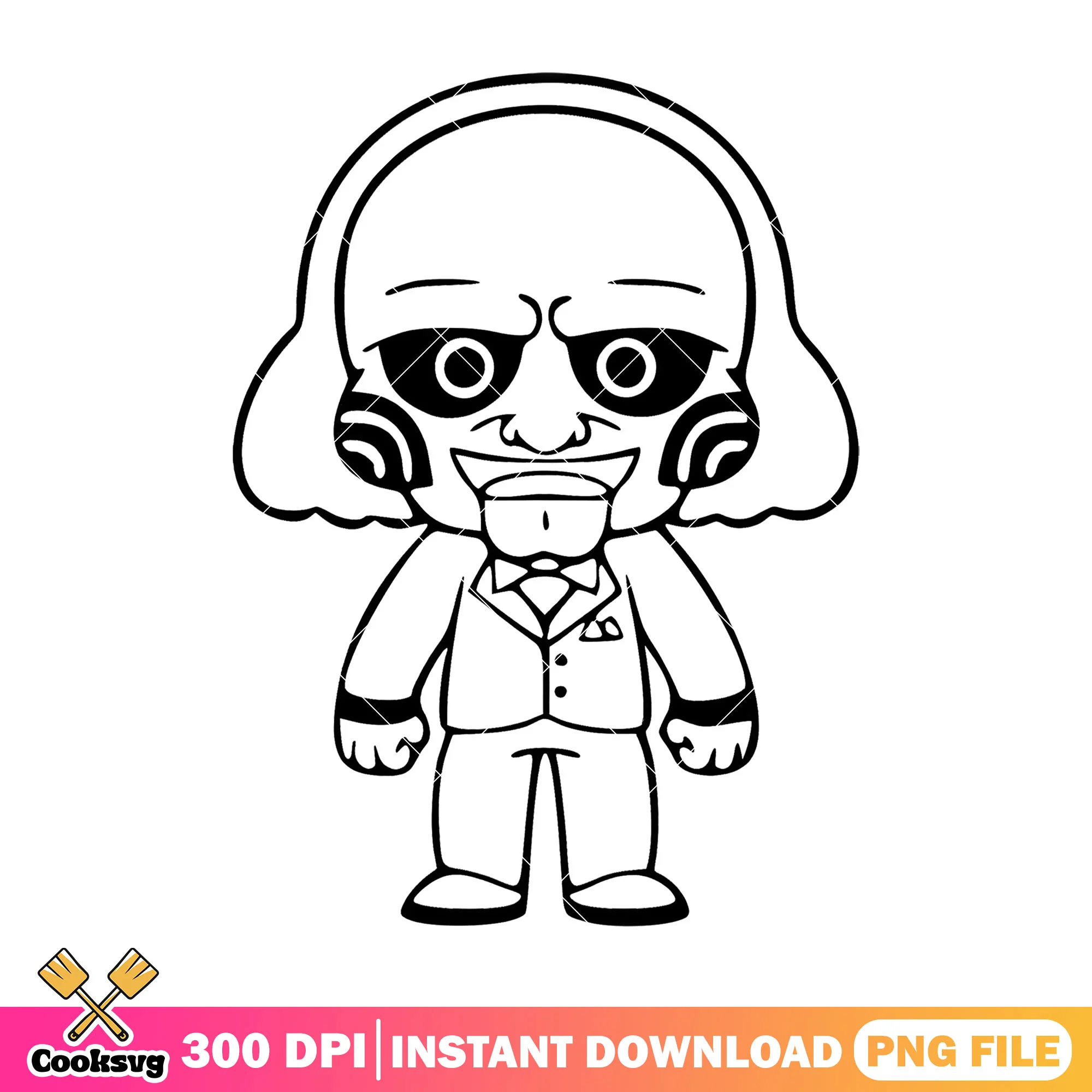 Jigsaw character outline design png, scary movie cast png