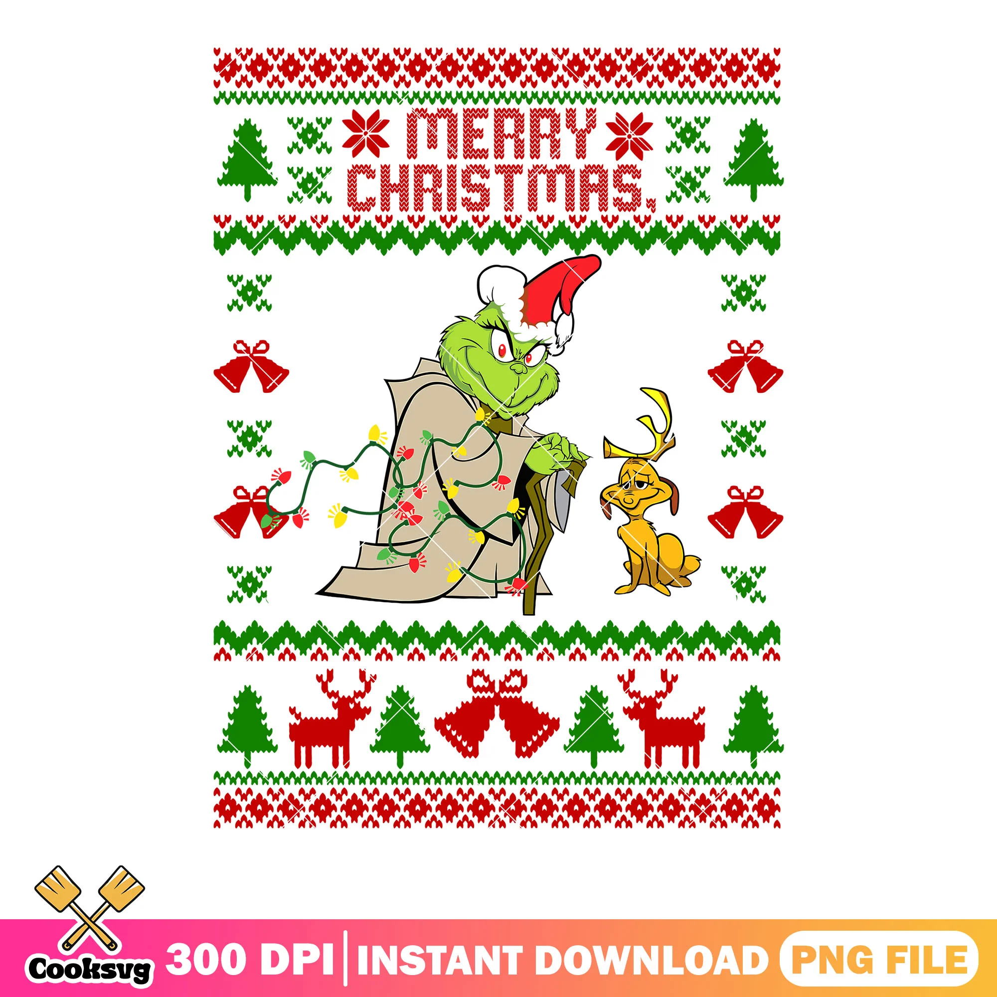 Jingle bell christmas grinch png, christmas poster png, xmas png