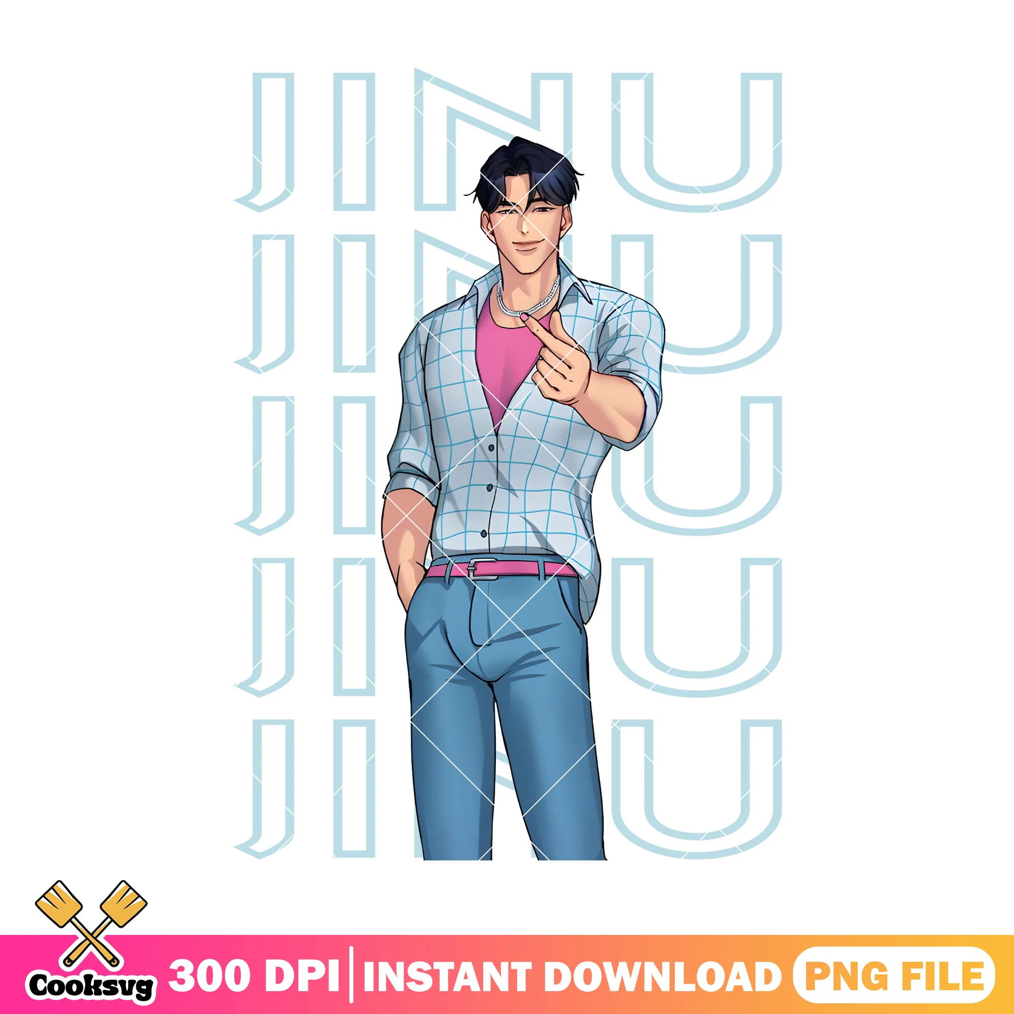 Jinu sexy heart sign png, jinu saja png, kpop demon hunters png