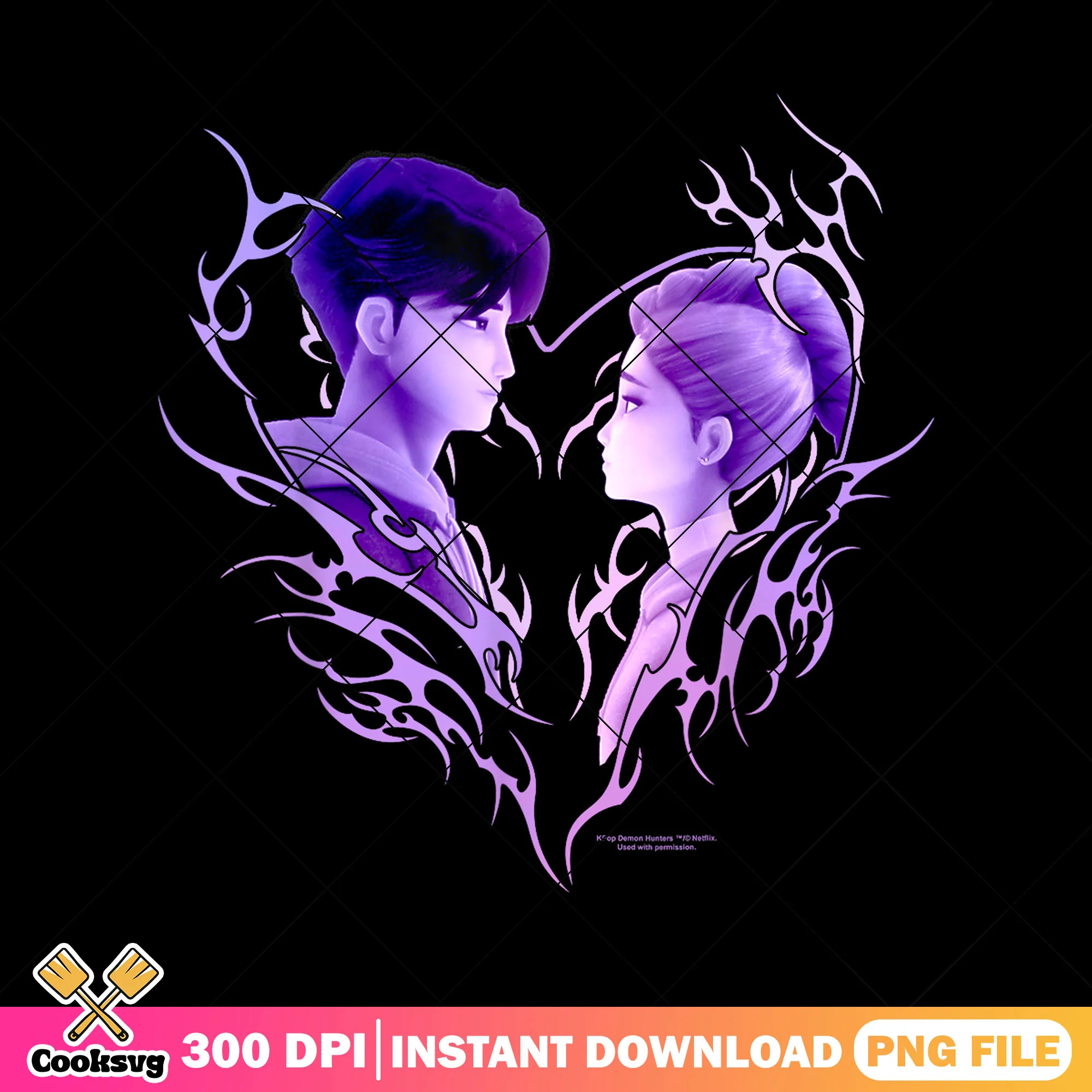 Jinu x rumi love couple png, jinu saja png, rumi huntrix png