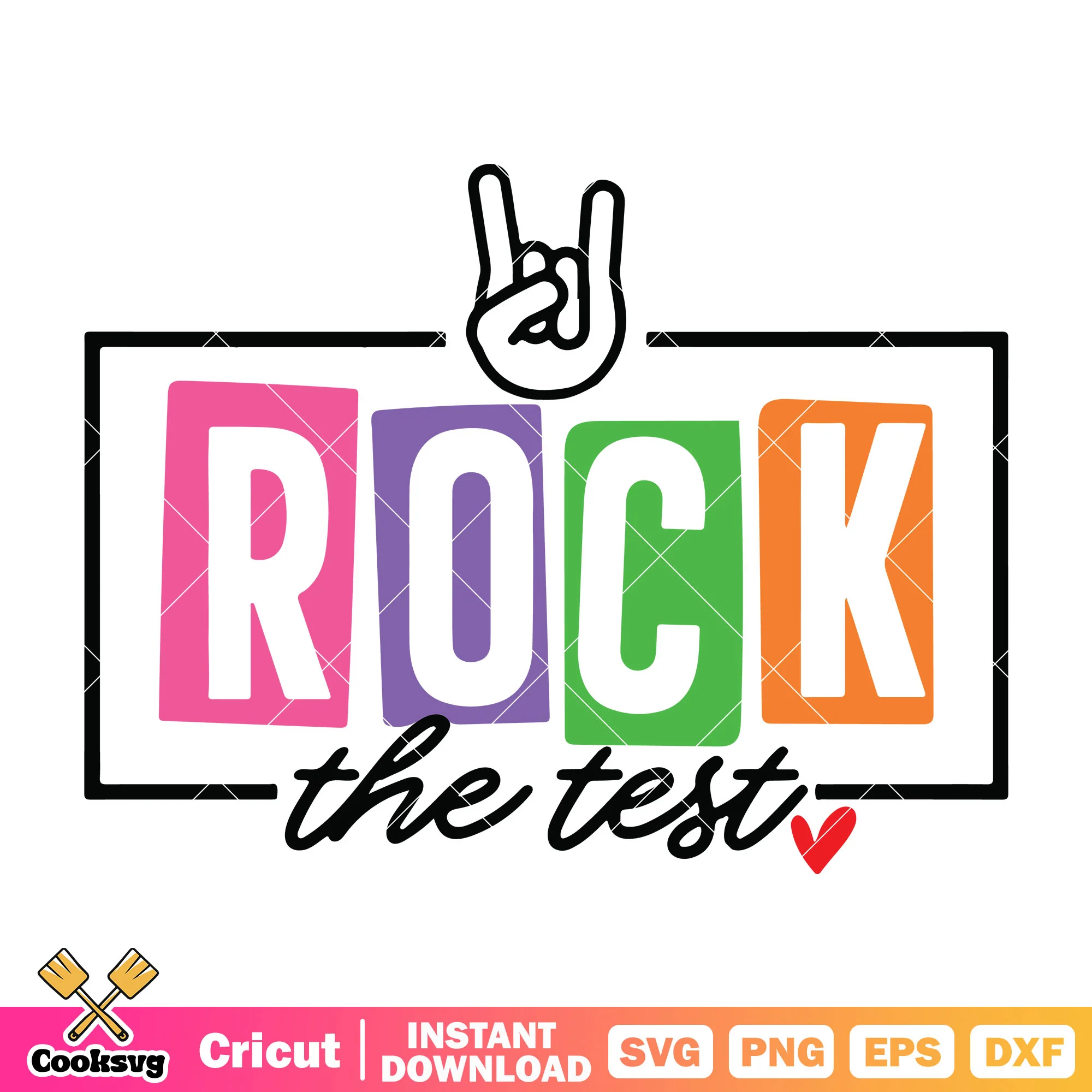 Just rock the test in test day svg, rock the test svg, funny quotes test day svg