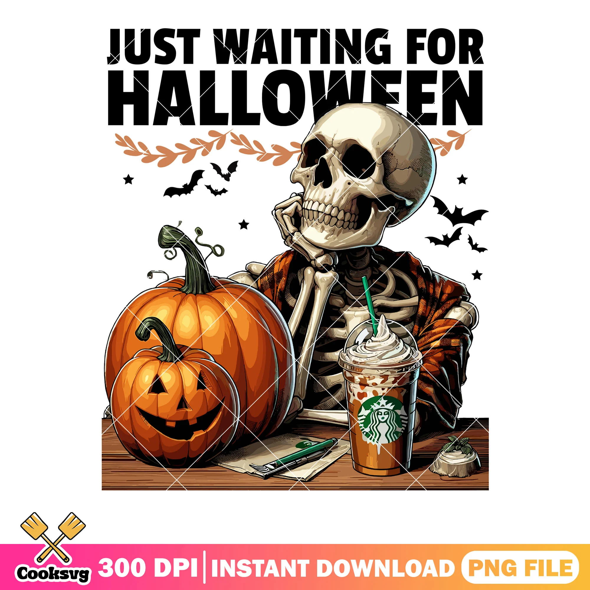 Just waiting for halloween png, halloween scary png, jack o lantern png