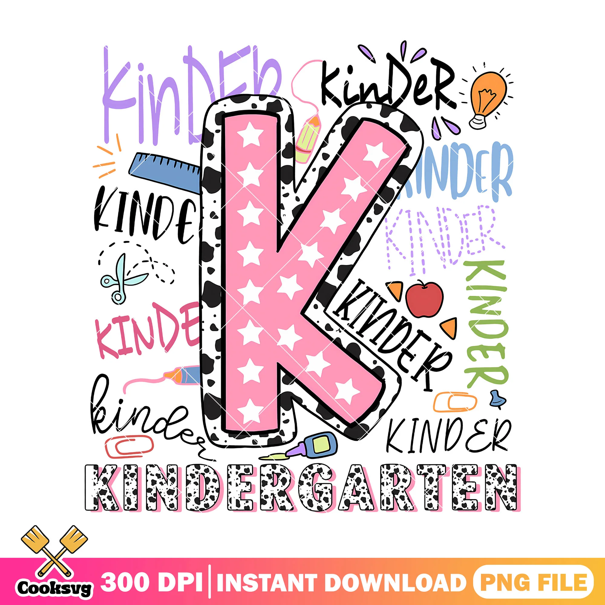 K for kindergarten png, pink alphabet png, back to school idea png