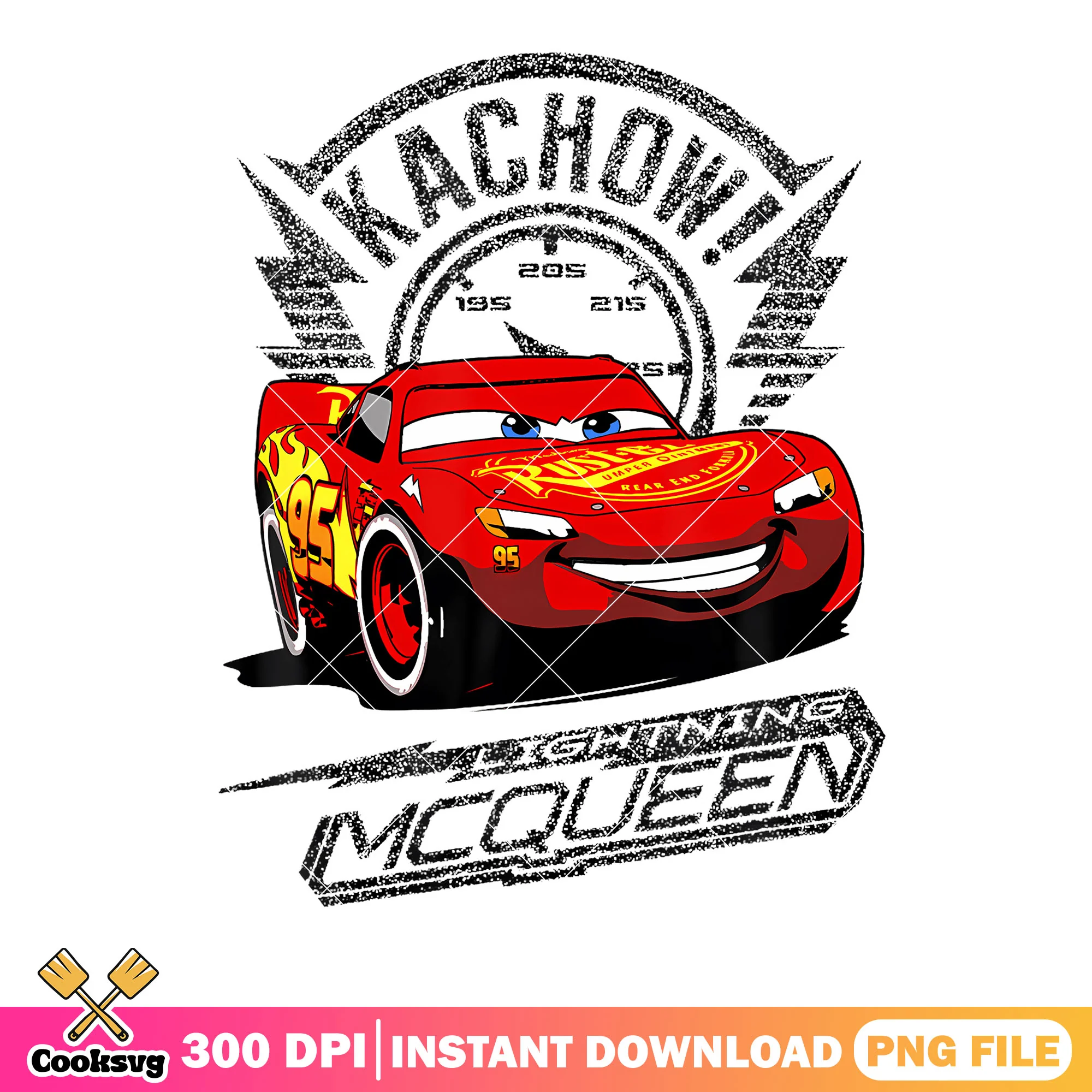 Kachow retro mcqueen png, lightning mcqueen png, cars movie png