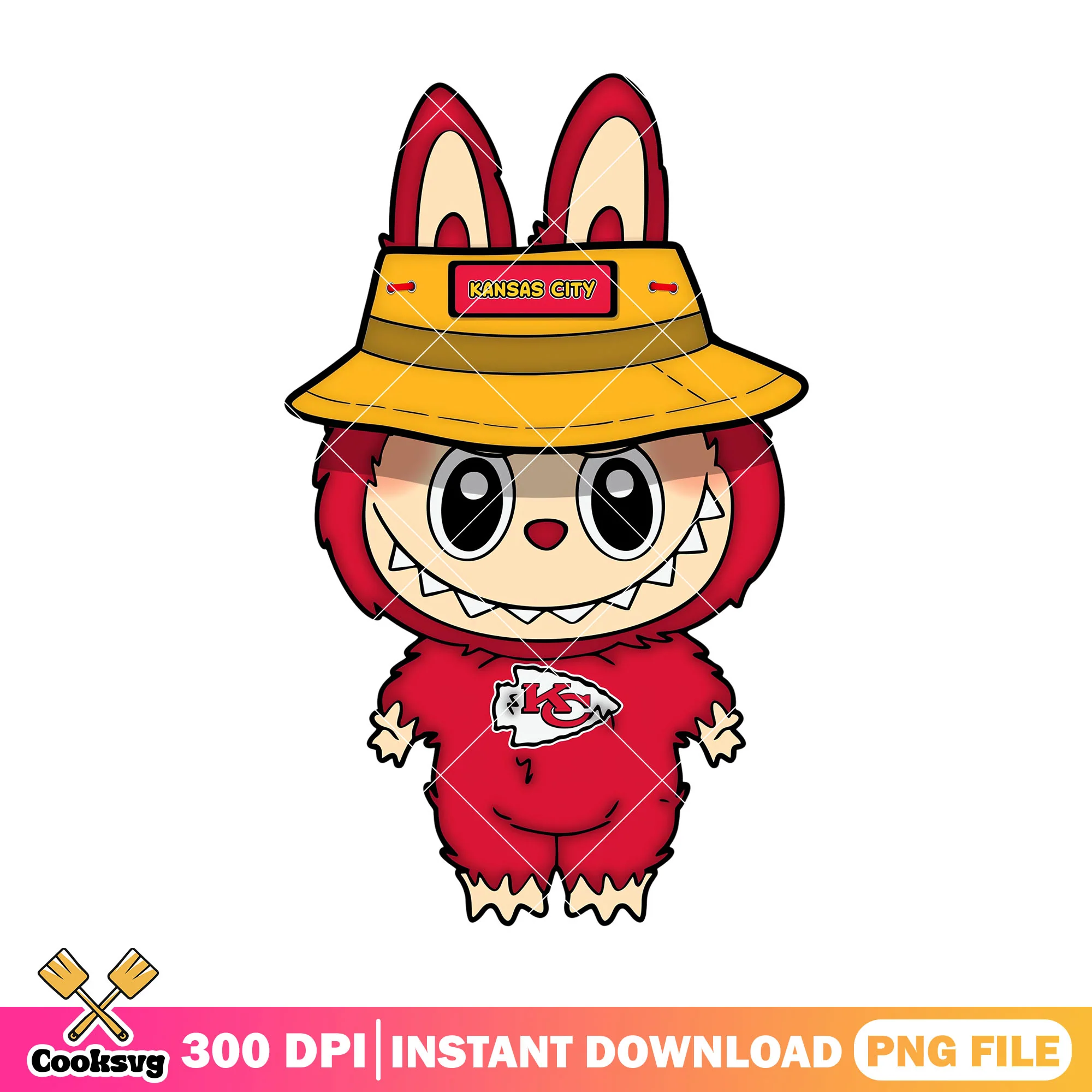 Kansas city labubu baseball team png, labubu red png, labubu plush png