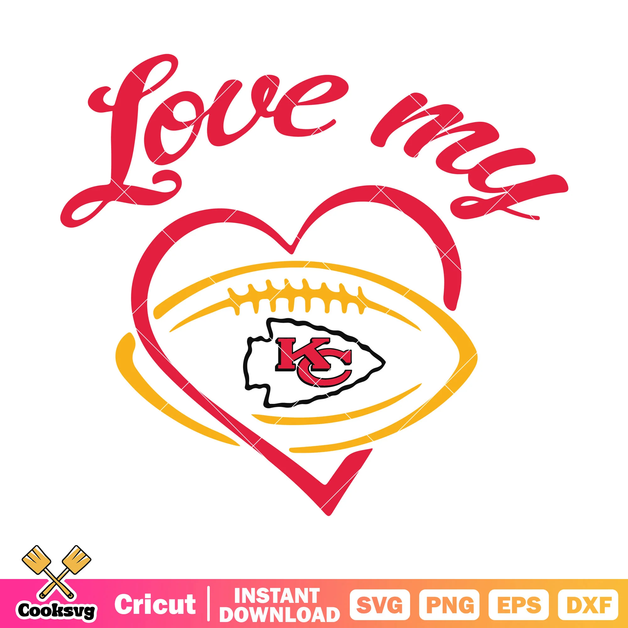 Kc chiefs and my love svg, kansas city chiefs svg, nfl pigskin svg