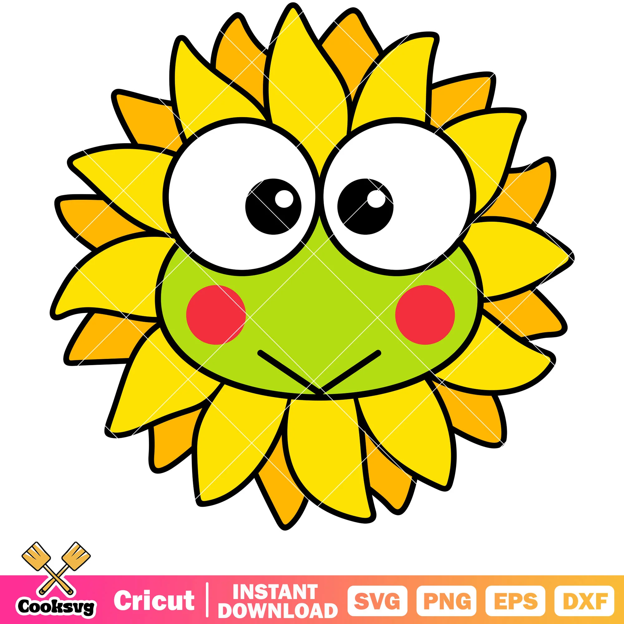 Keroppi face sunflower svg, sanrio hello kitty svg, sanrio cartoon svg