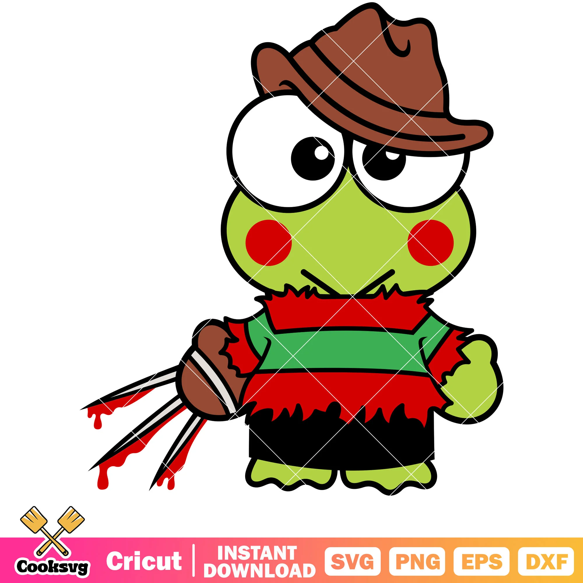 Keroppi freddy krueger svg, halloween Keroppi svg, sanrio cartoon svg