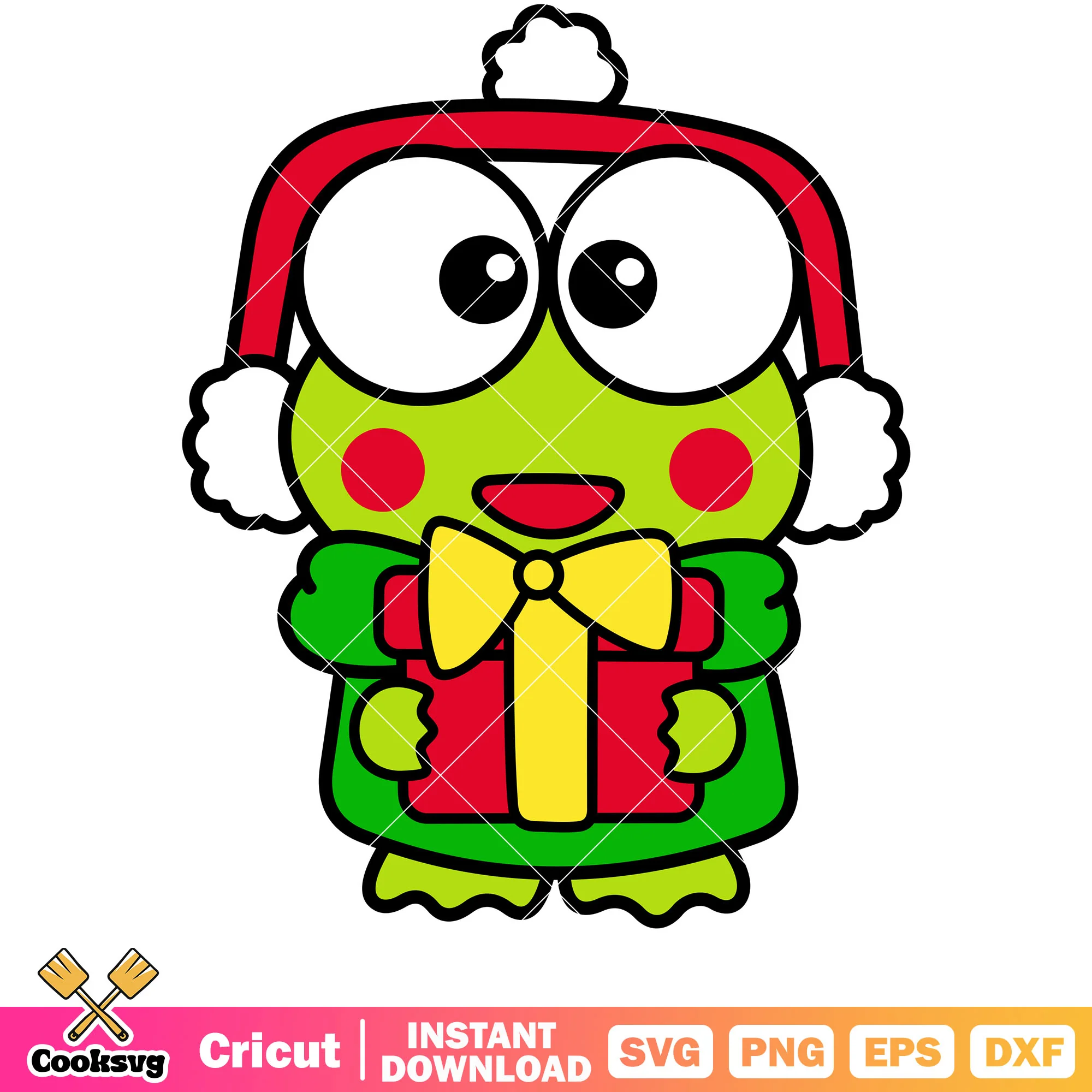 Keroppi frog christmas design svg, hello kitty christmas svg