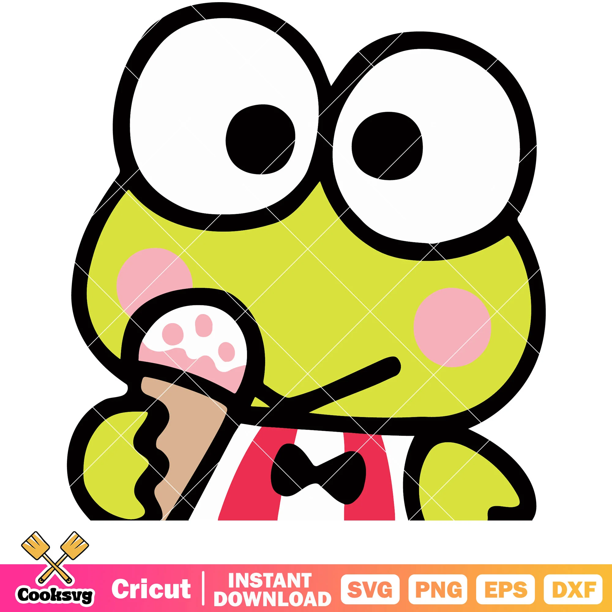 Keroppi ice cream design svg, Keroppi svg, sanrio cartoon svg