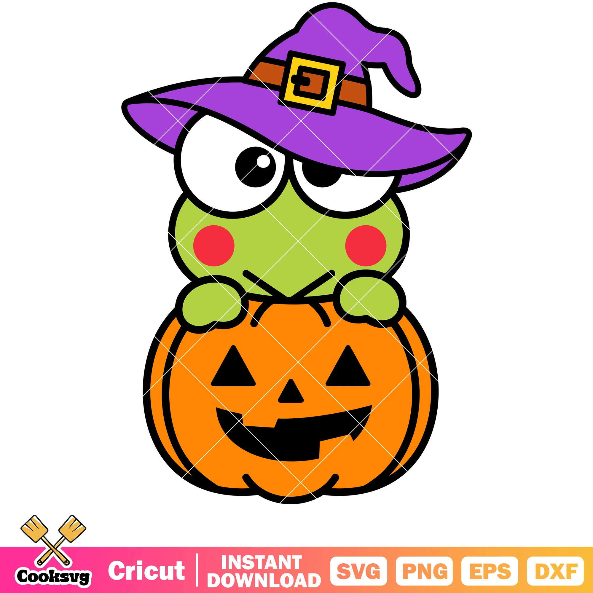 Keroppi with pumpkin svg, keroppi halloween svg, sanrio cartoon svg
