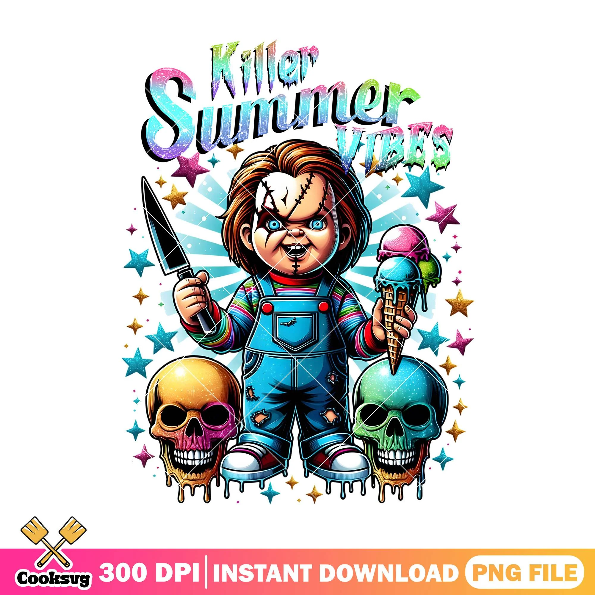 Killer summer chucky png, chucky costume png, happy halloween png