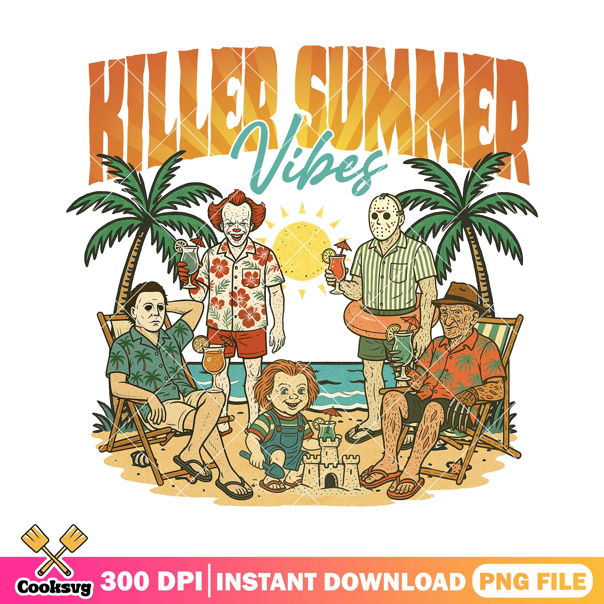 Killer summer design png, horror movies png, halloween custome png