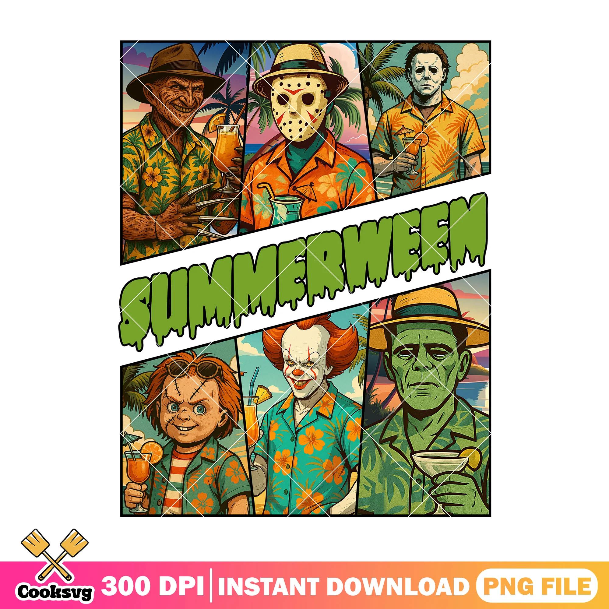 Killer summer vibes image png, halloween custome png, horror movie png