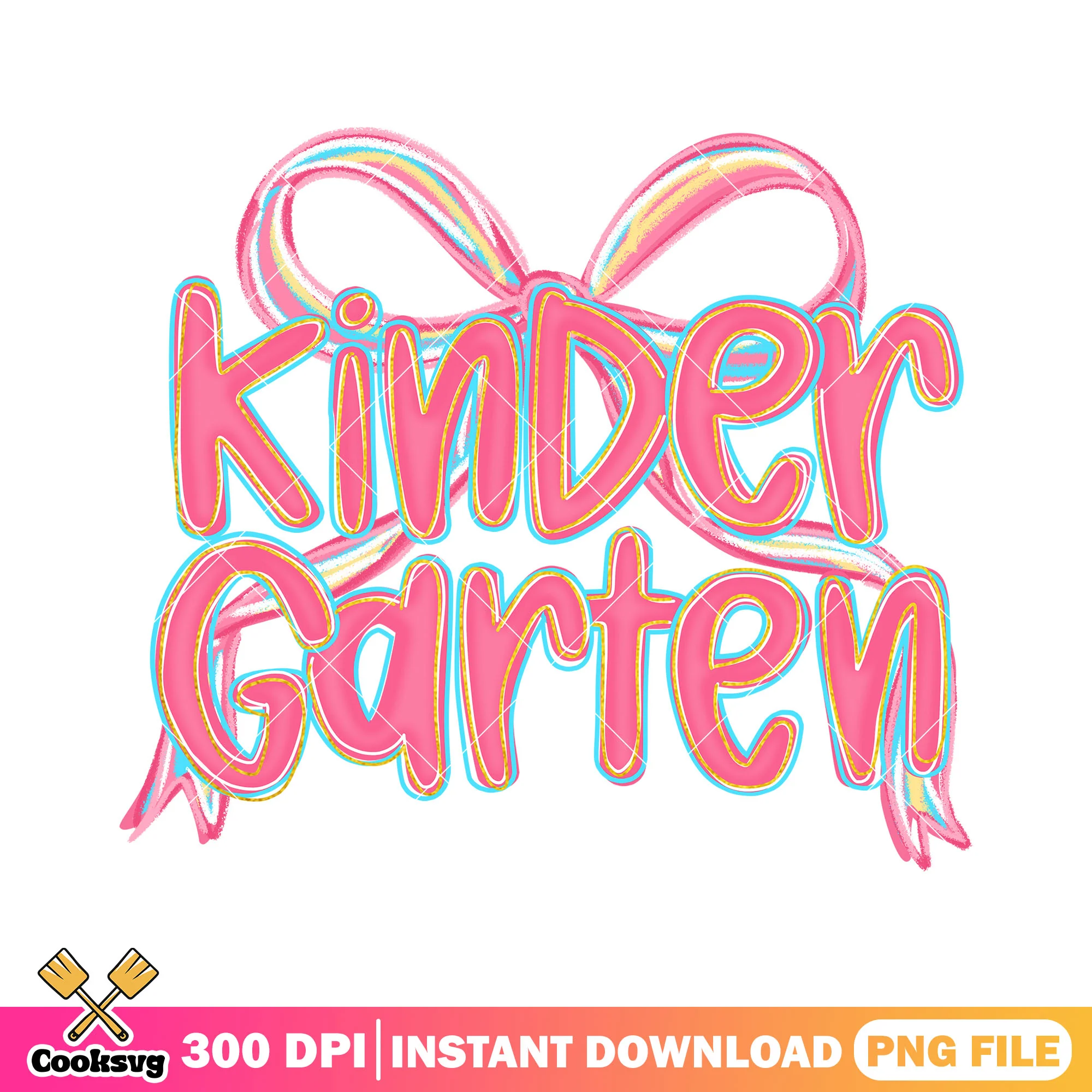 Kindergarten bow design png, happy back to school png, poster art png