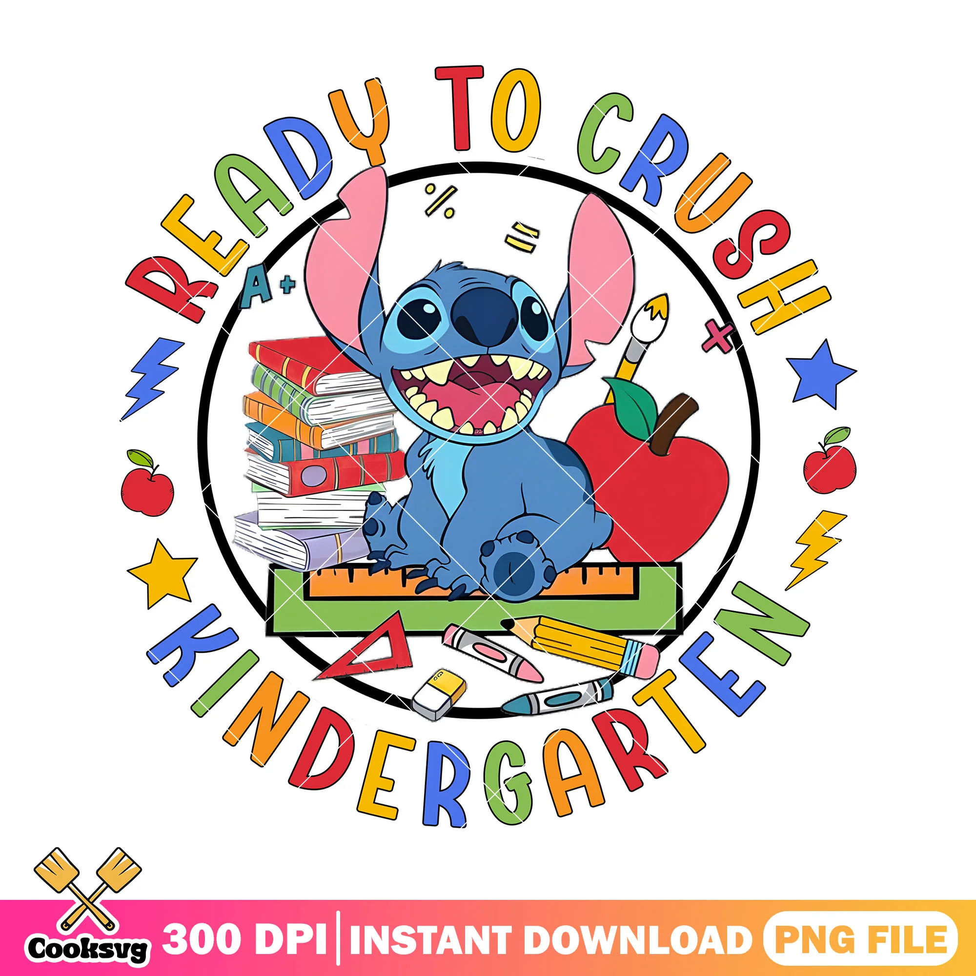 Kindergarten stitch png, happy back to school png, stitch cartoon png