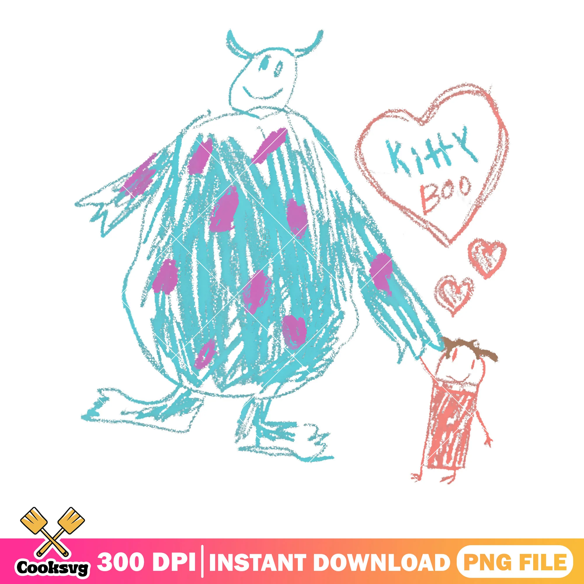Kitty boo sketch png, sulley monster png, children art png