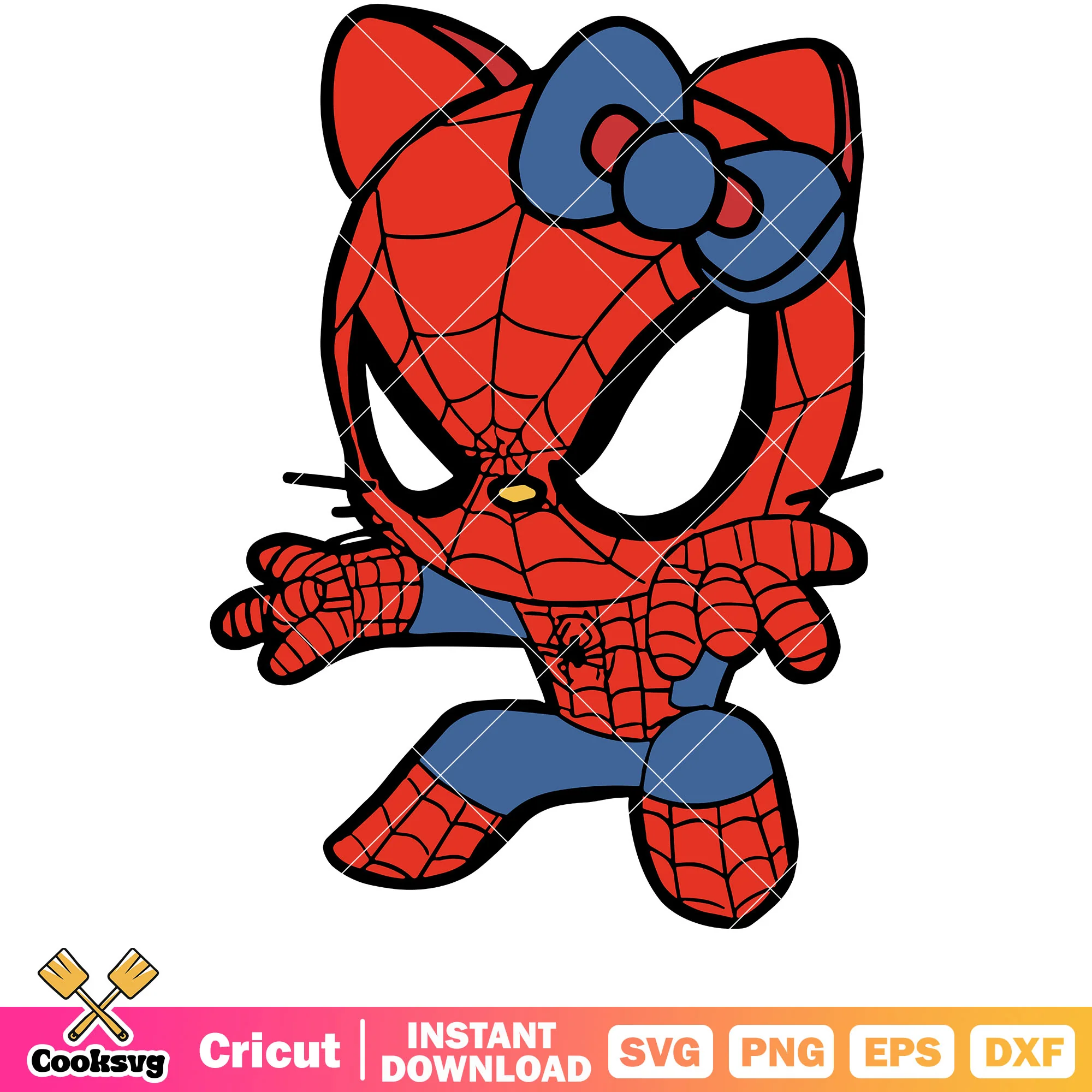 Kitty spiderman cartoon design svg, hello kitty svg, sanrio svg