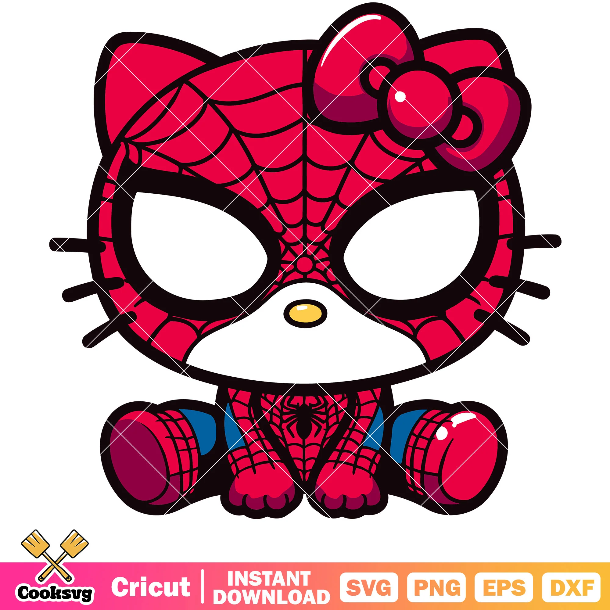 Kitty spiderman design svg, hello kitty svg, sanrio cartoon svg