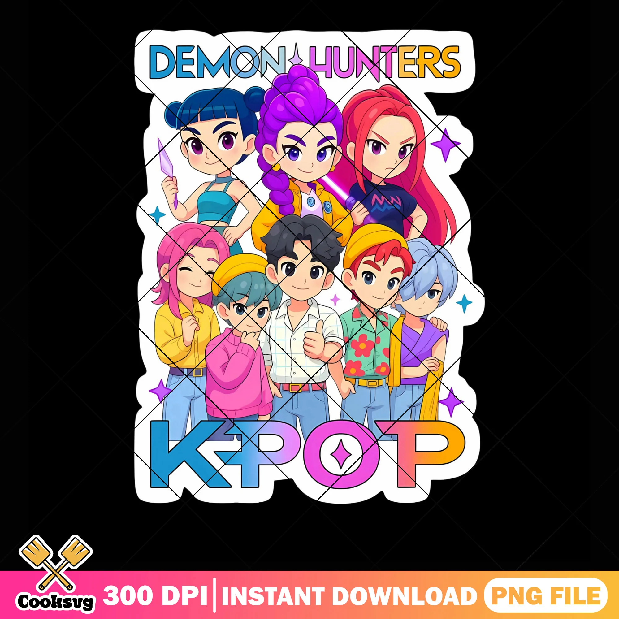 Kpop anime film png, kpop demon hunter png, huntrix sticker png