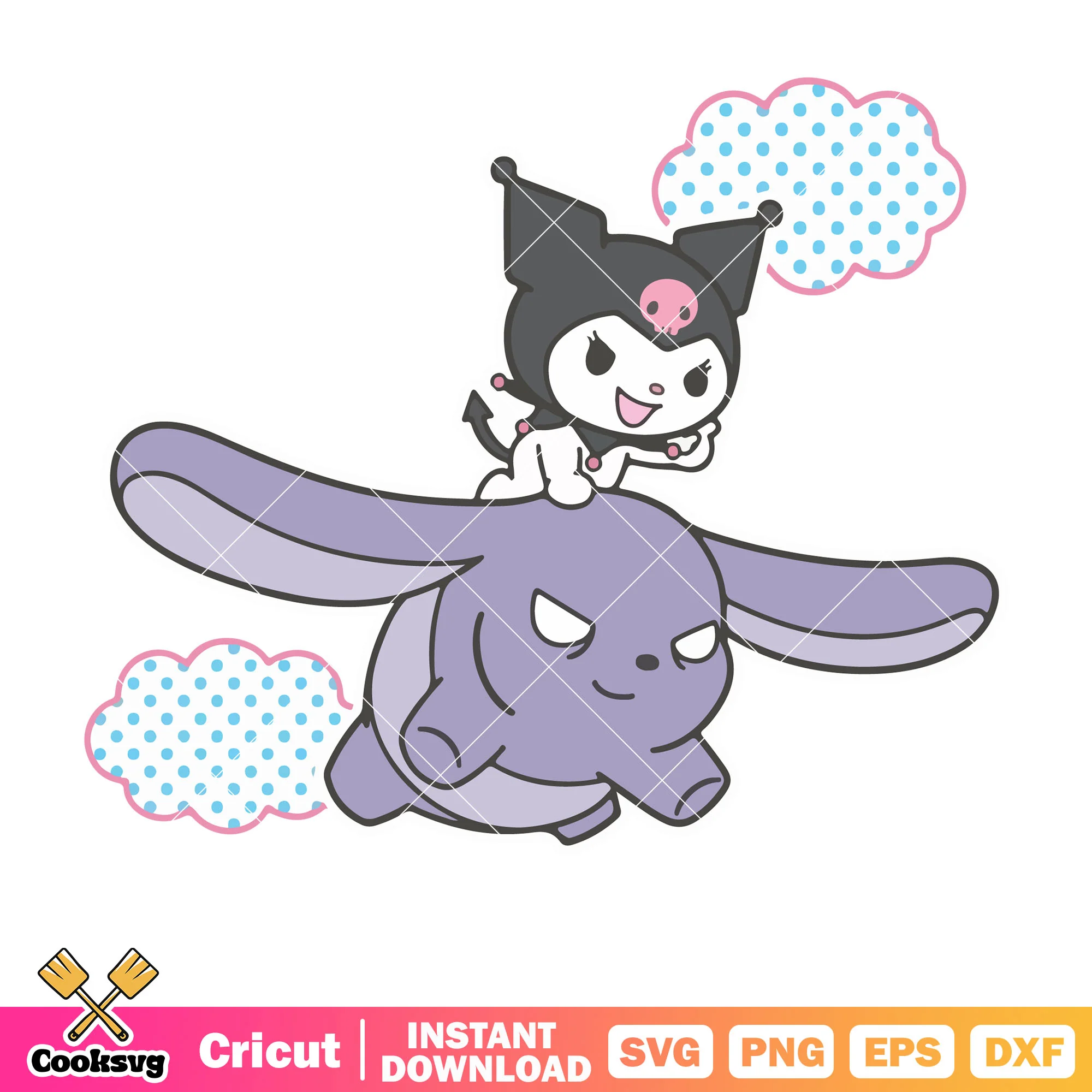 Kuromi and baku svg, hello kitty svg, sanrio characters cartoon svg