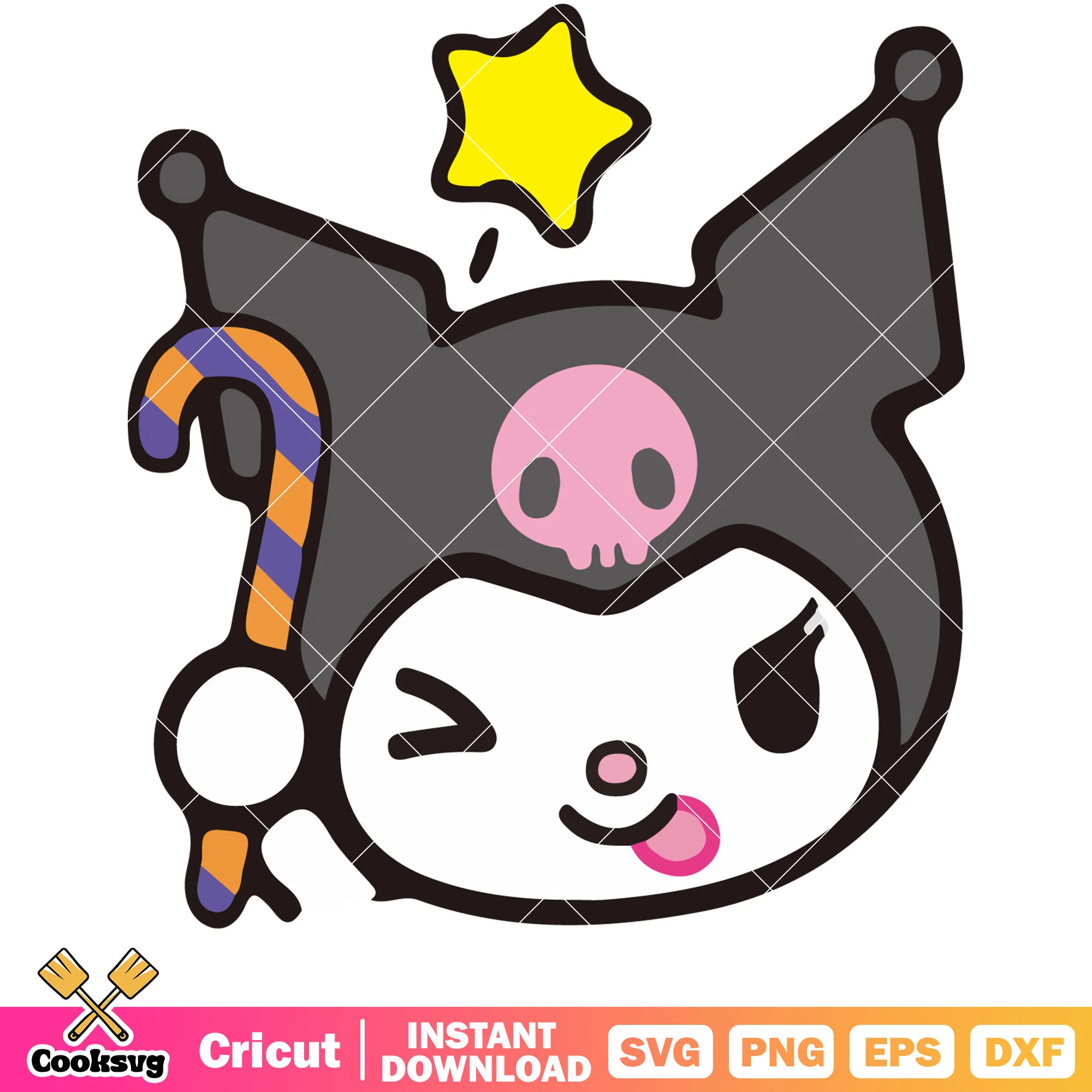 Kuromi face christmas svg, kuromi christmas svg, sanrio svg