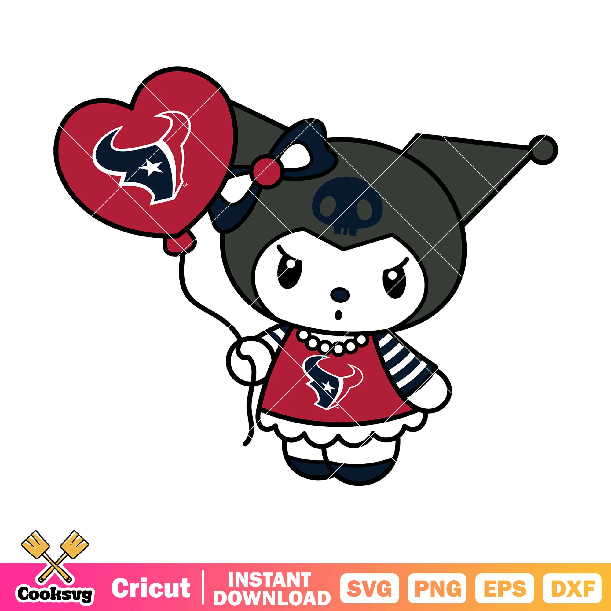 Kuromi houston texans balloon svg, houston texans game svg