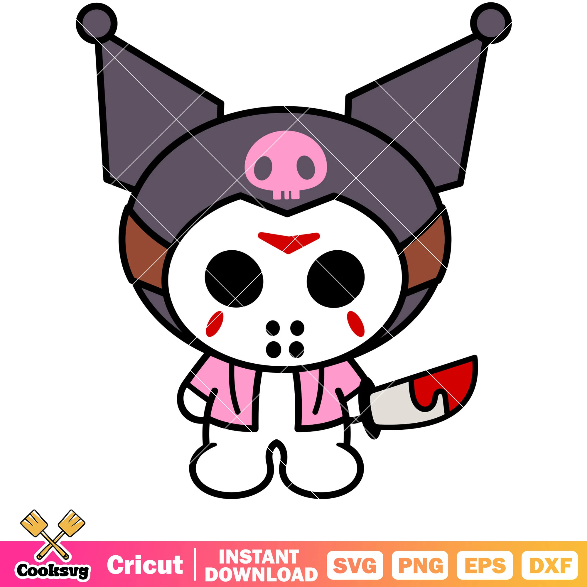 Kuromi jason voorhees svg, halloween kuromi svg, sanrio cartoon svg