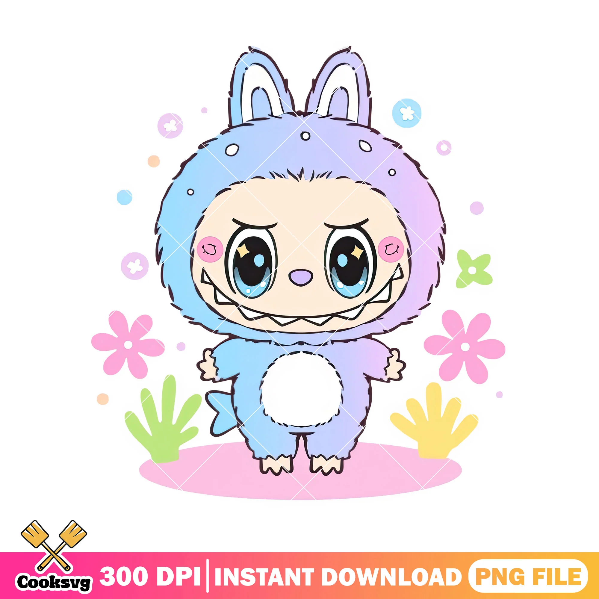 Labubu and flowers png, labubu cute png, labubu cartoon png