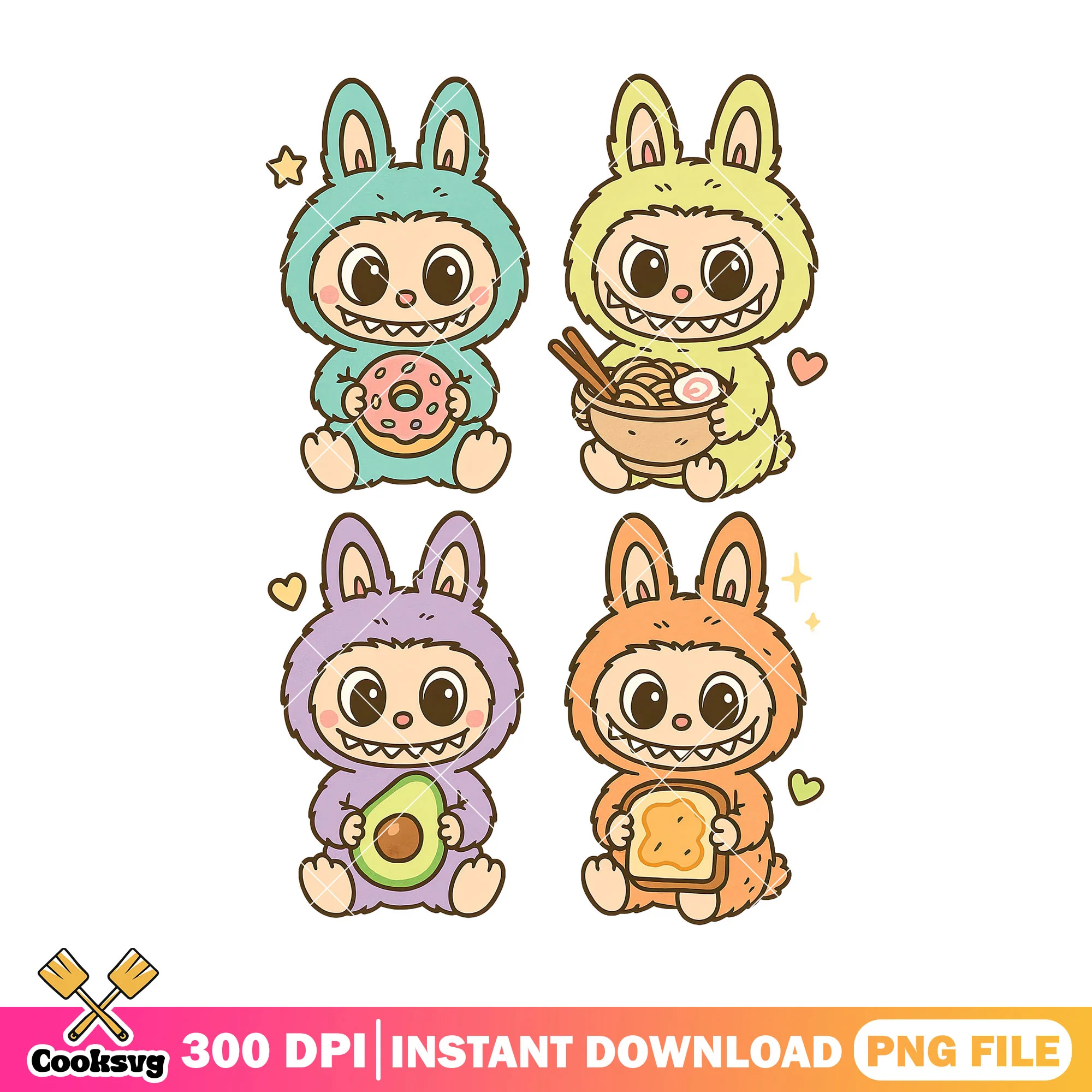 Labubu and food png, hehe labubu png, labubu energy png