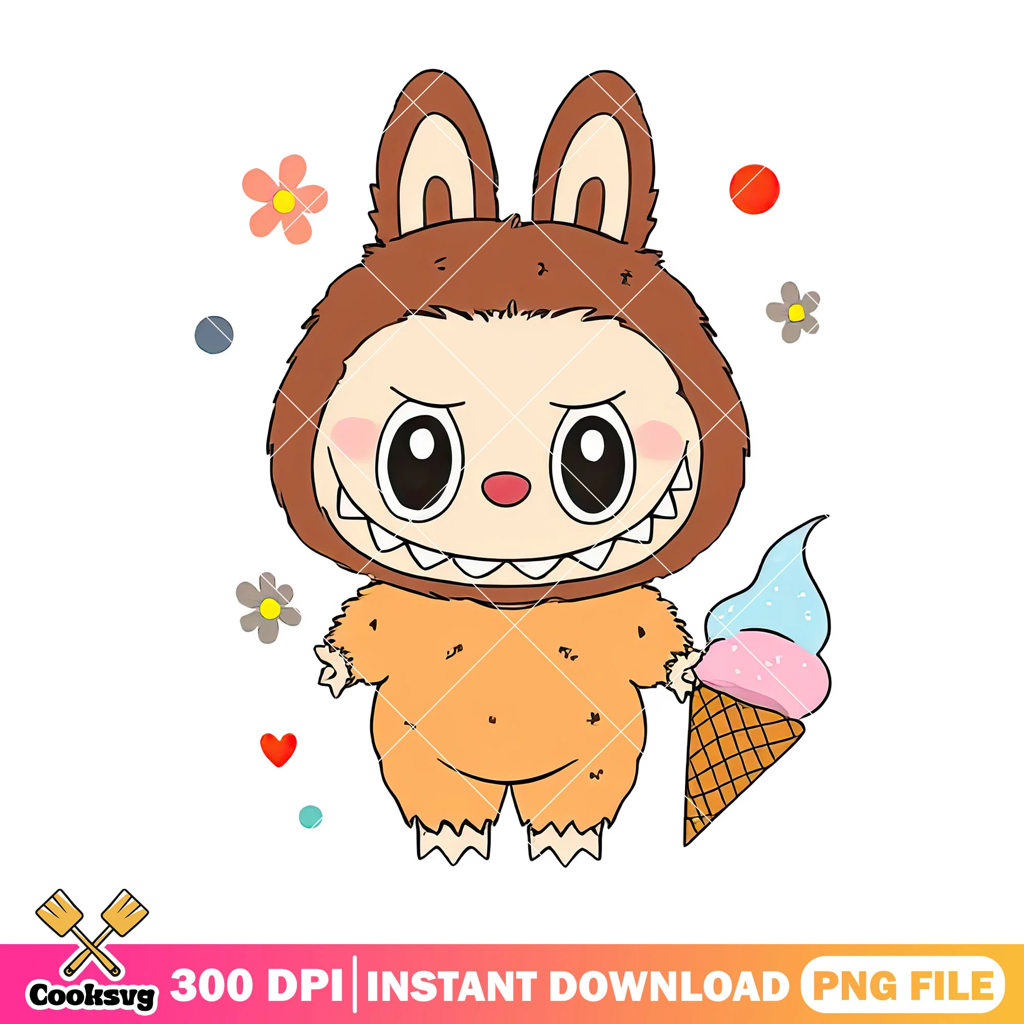 Labubu and ice scream png, cute labubu png, labubu png