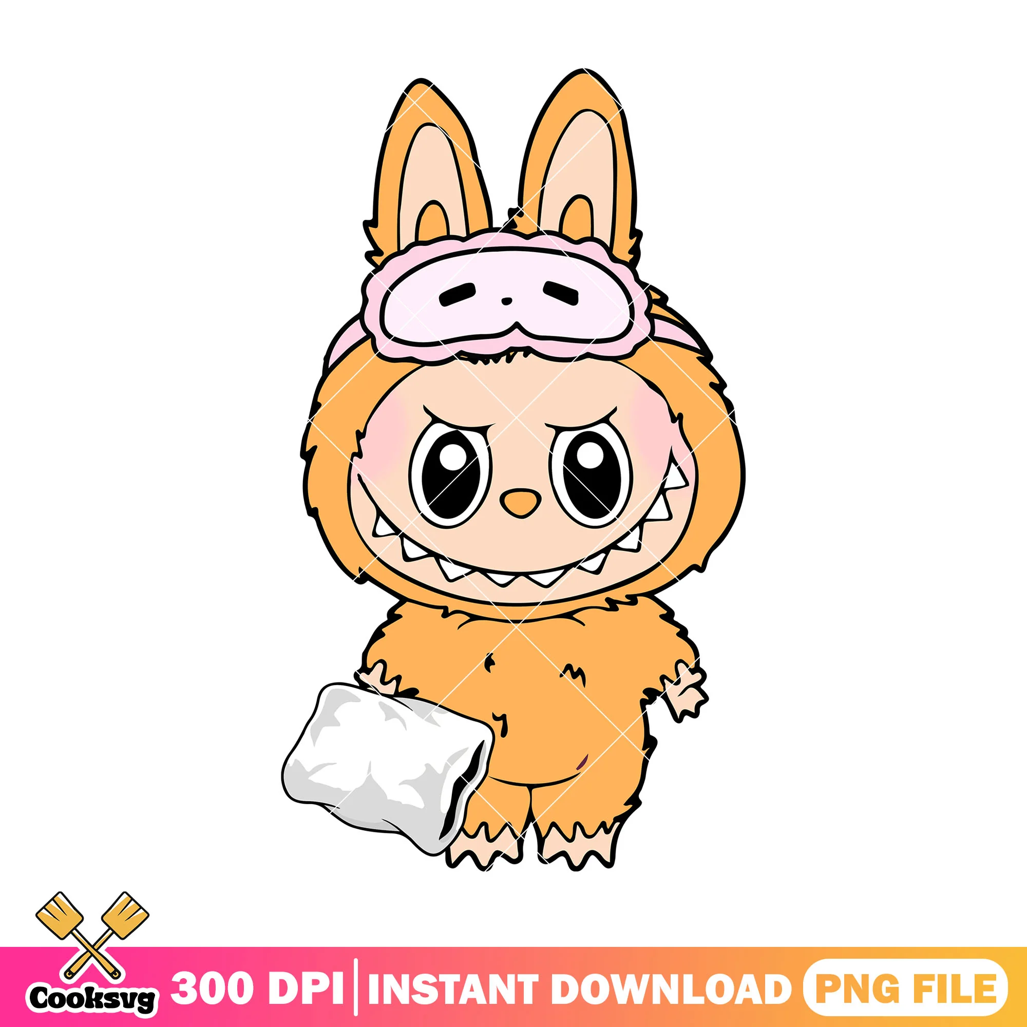 Labubu and sleepwear png, orange labubu png, labubu popmart png