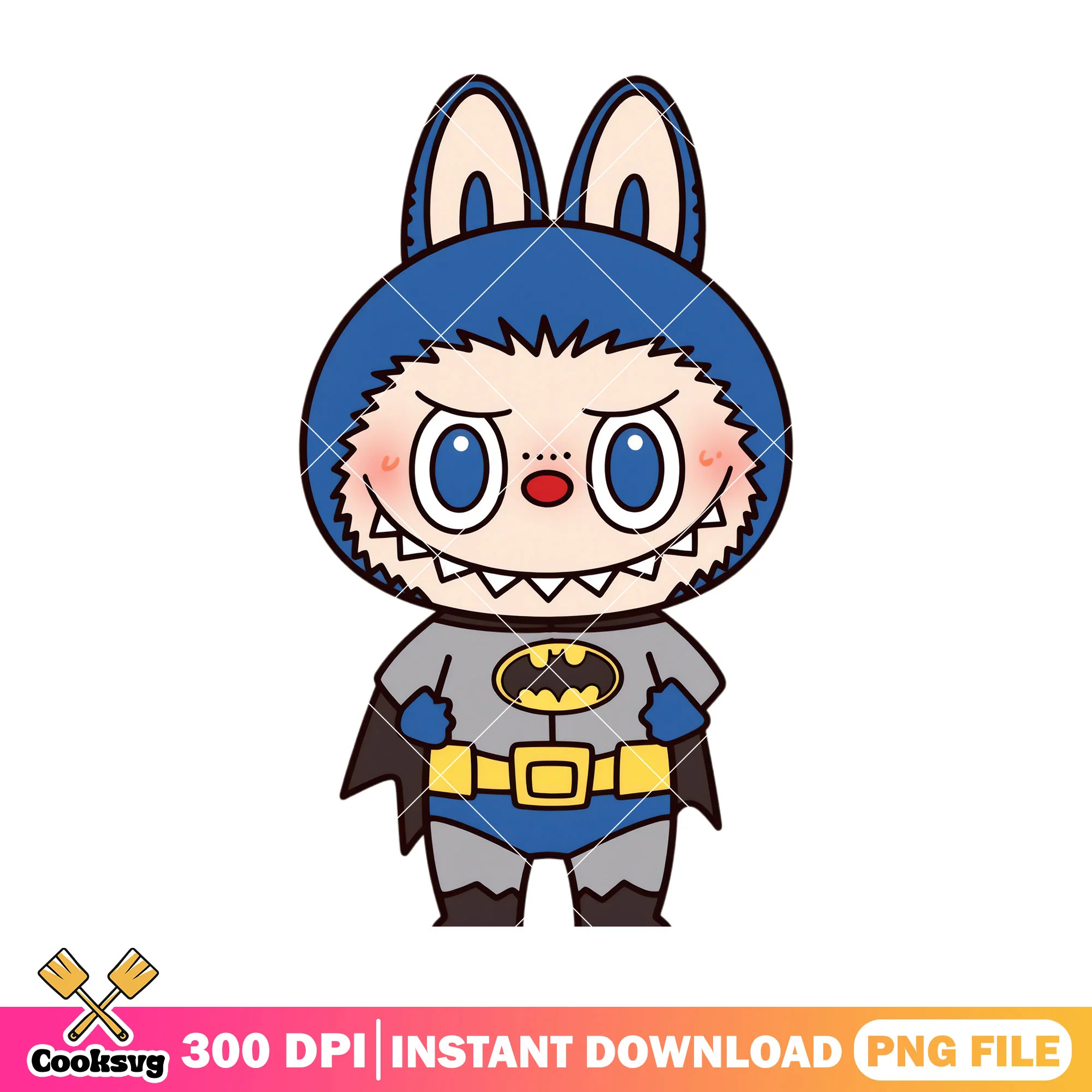 Labubu batman cosplay png, labubu outfit png, labubu cartoon png