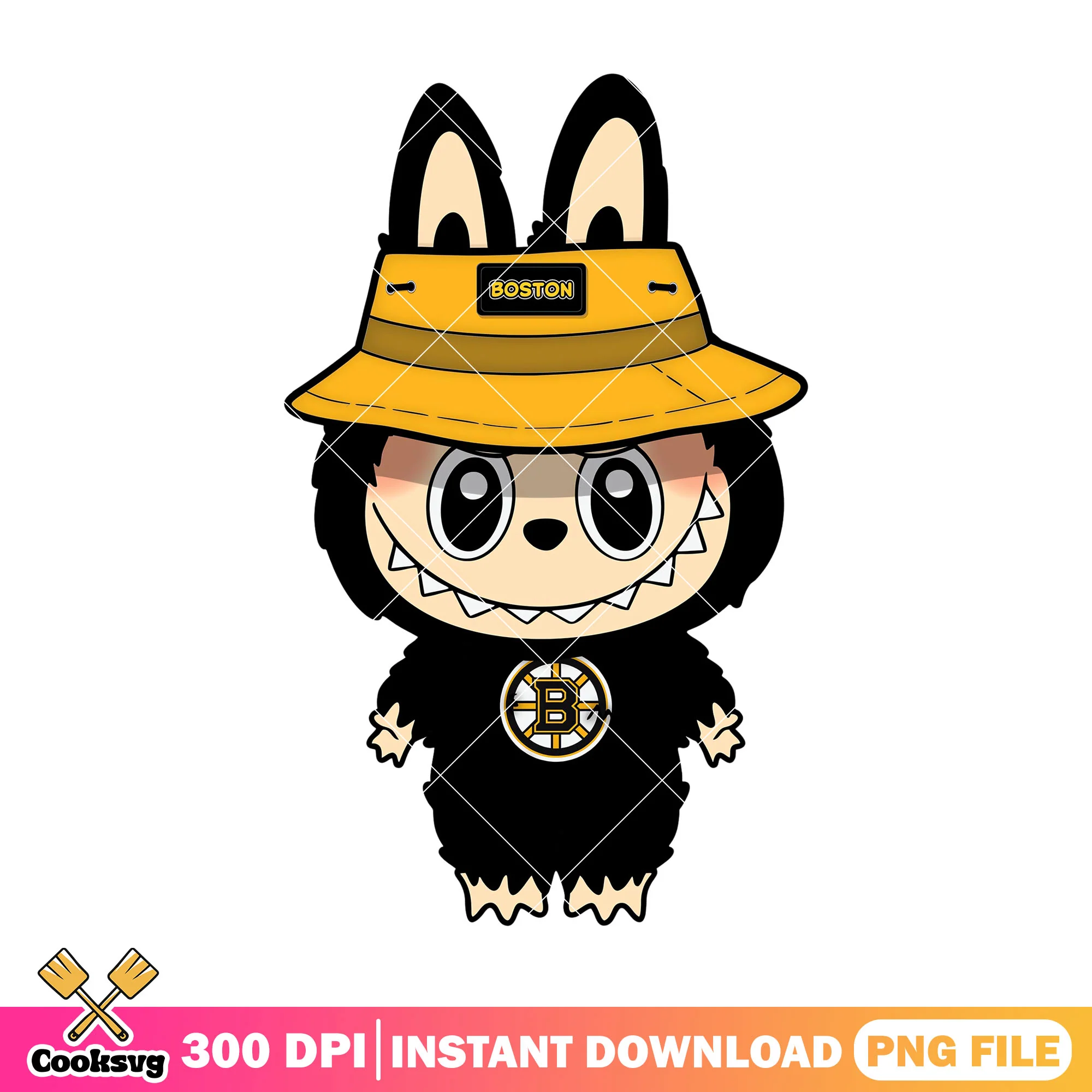Labubu black monster design png, boston bruins png, labubu art png