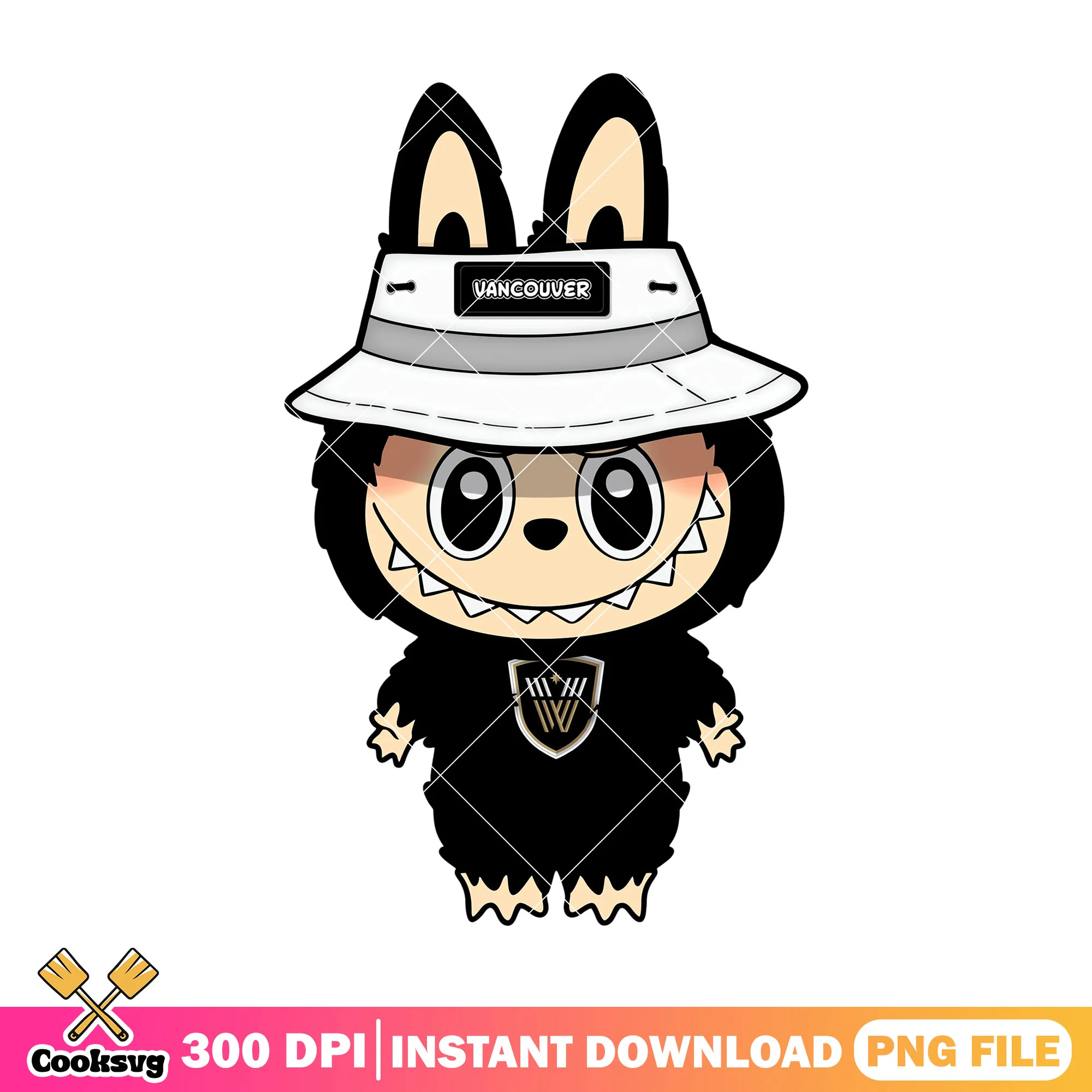 Labubu black monster png, vancouver warriors png, labubu outfit png