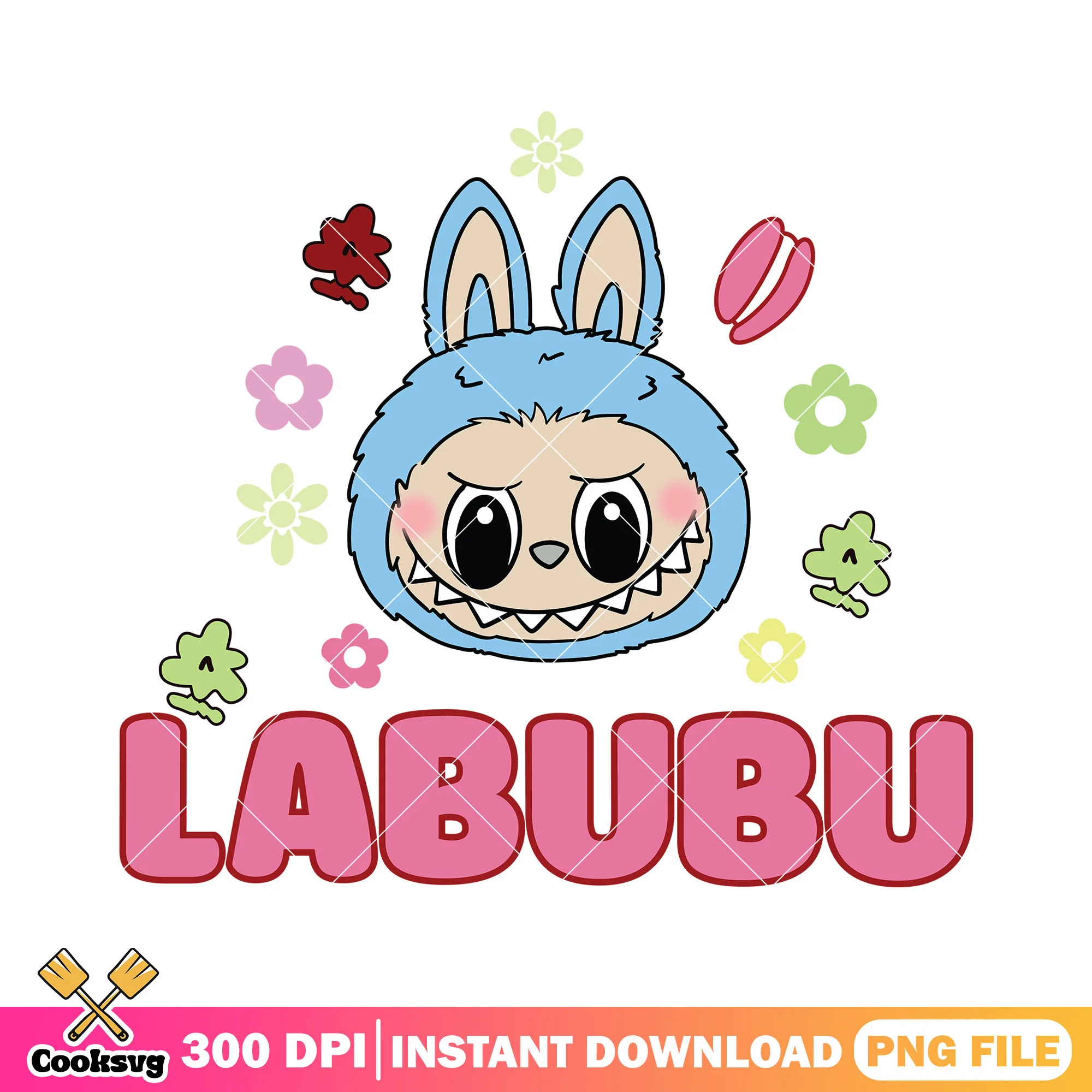 Labubu blue monster head png, labubu head png, labubu blue png
