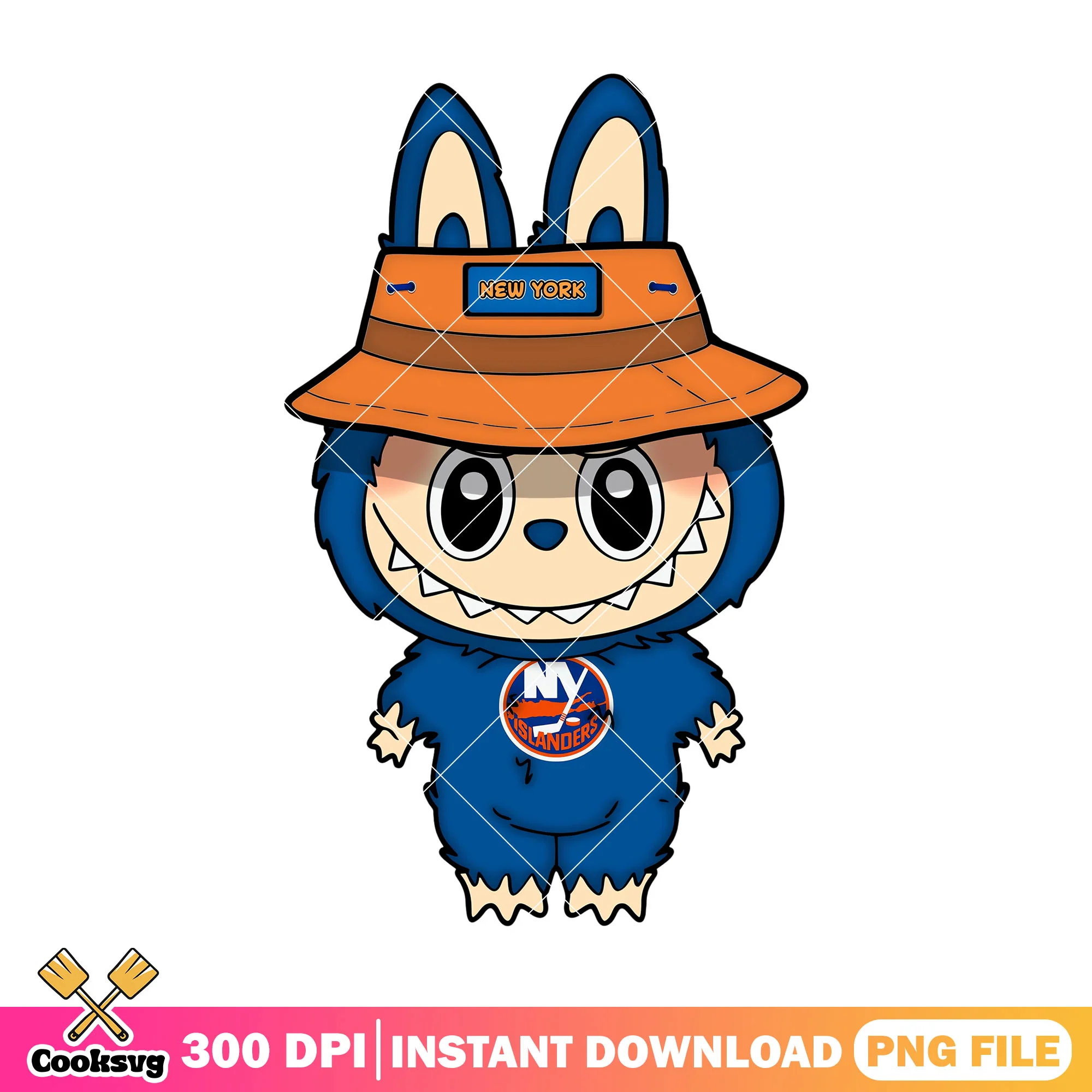 Labubu blue monster png, labubu cute png, new york islanders png
