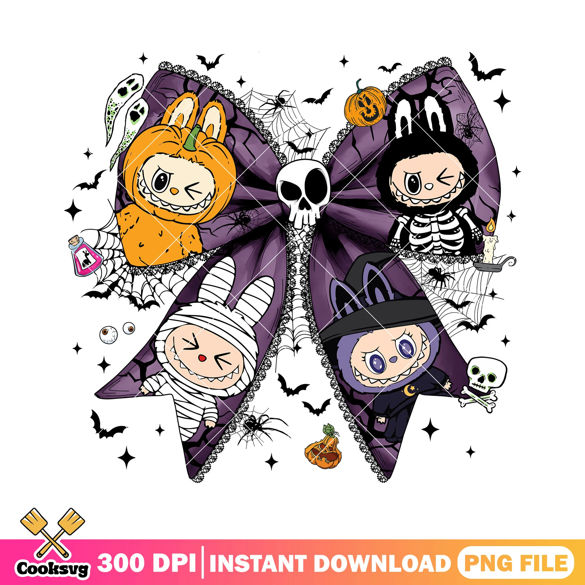 Labubu bow costumes png, labubu dolls png, halloween costumes png