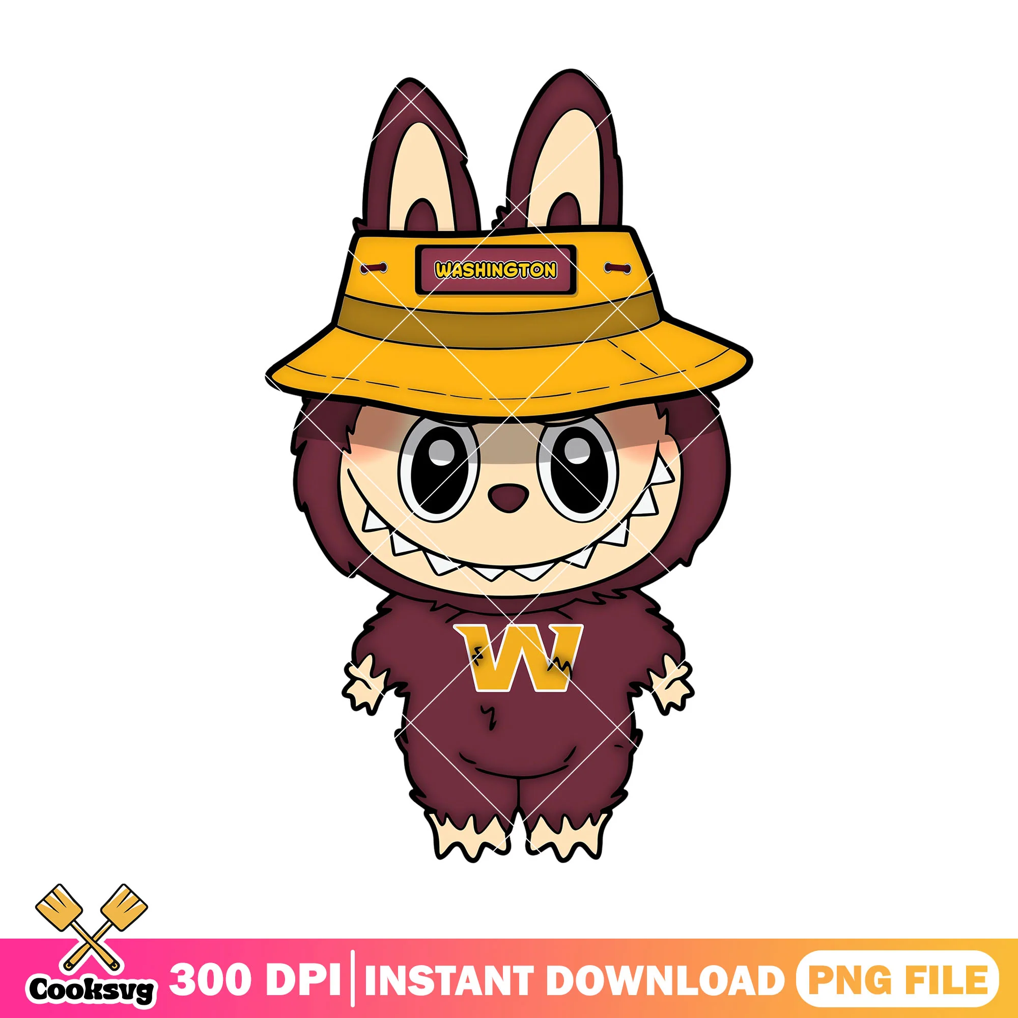 Labubu brown monster png, washington commanders png, labubu hehe png